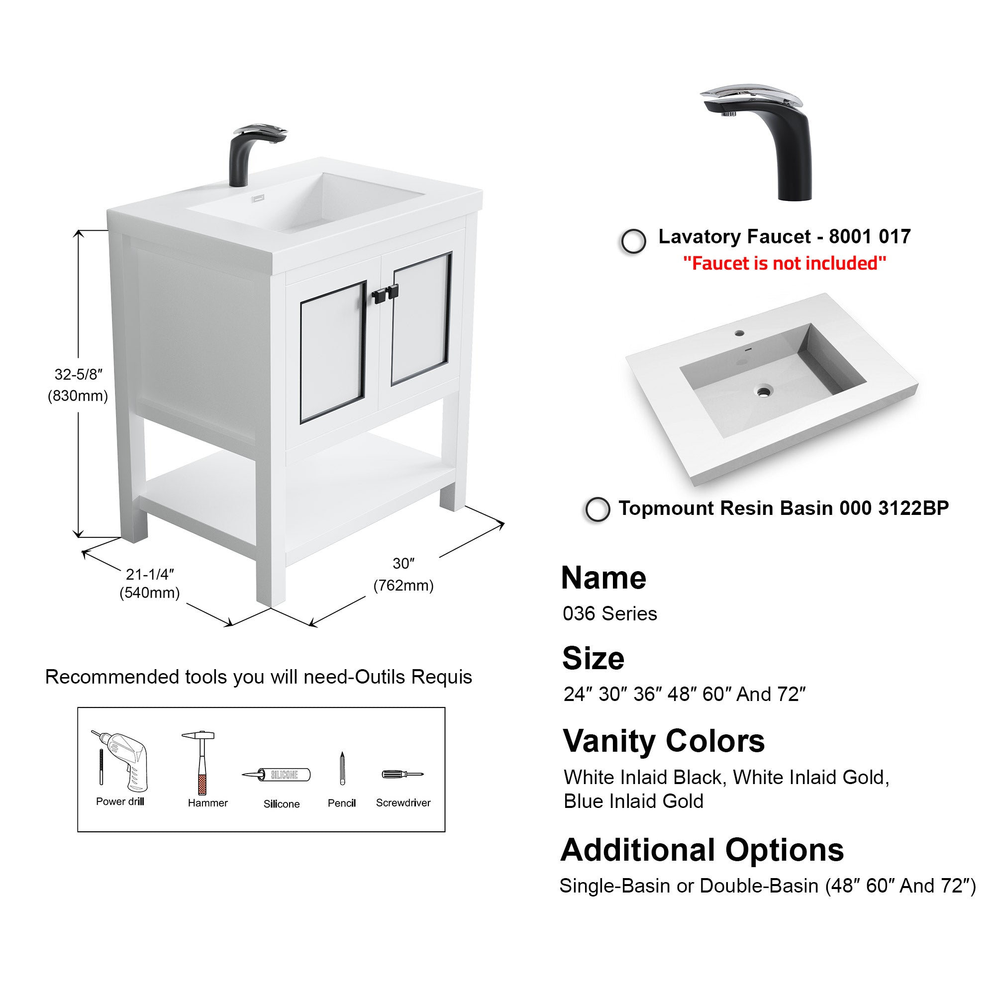 036 Series - 30 Inch Vanity