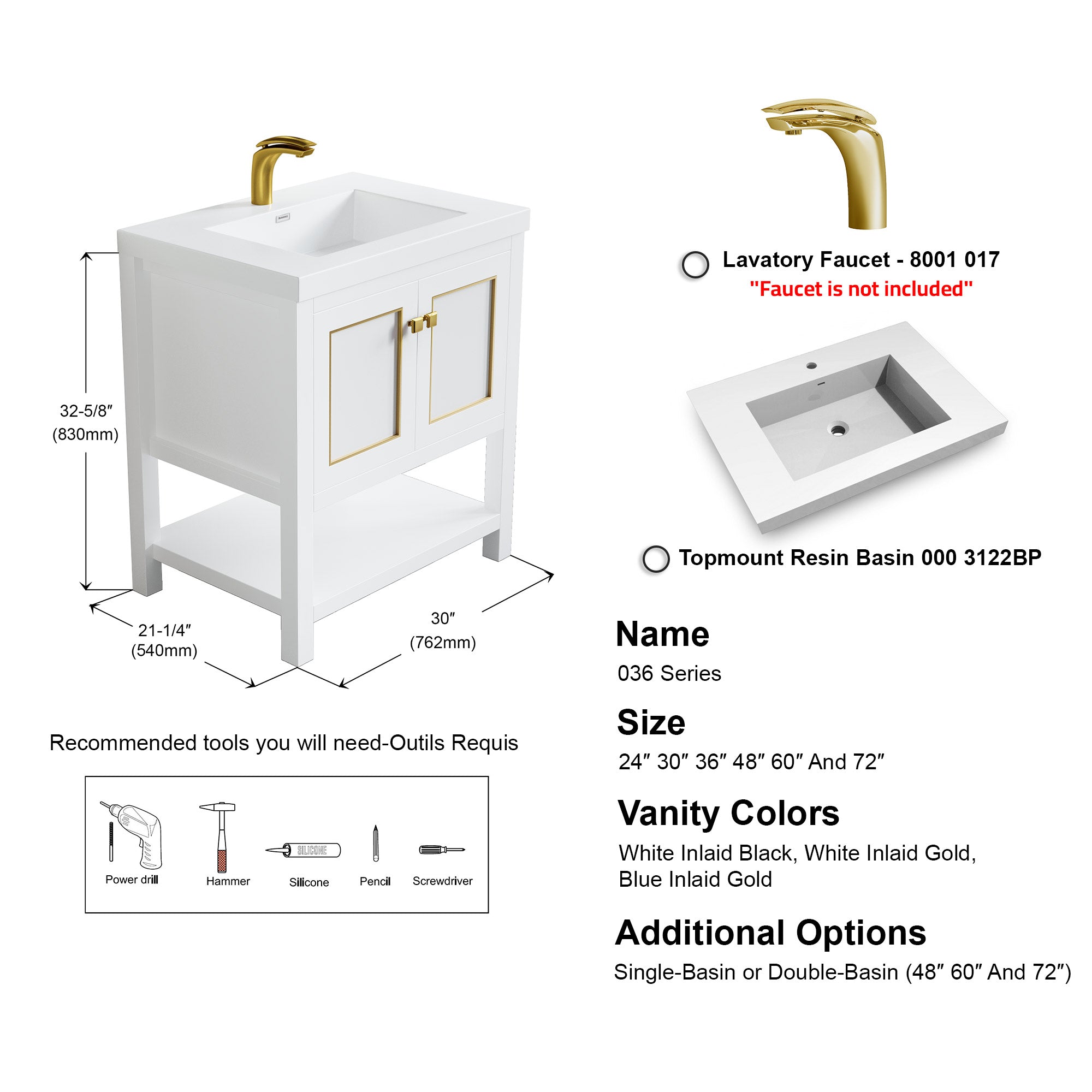 036 Series - 30 Inch Vanity