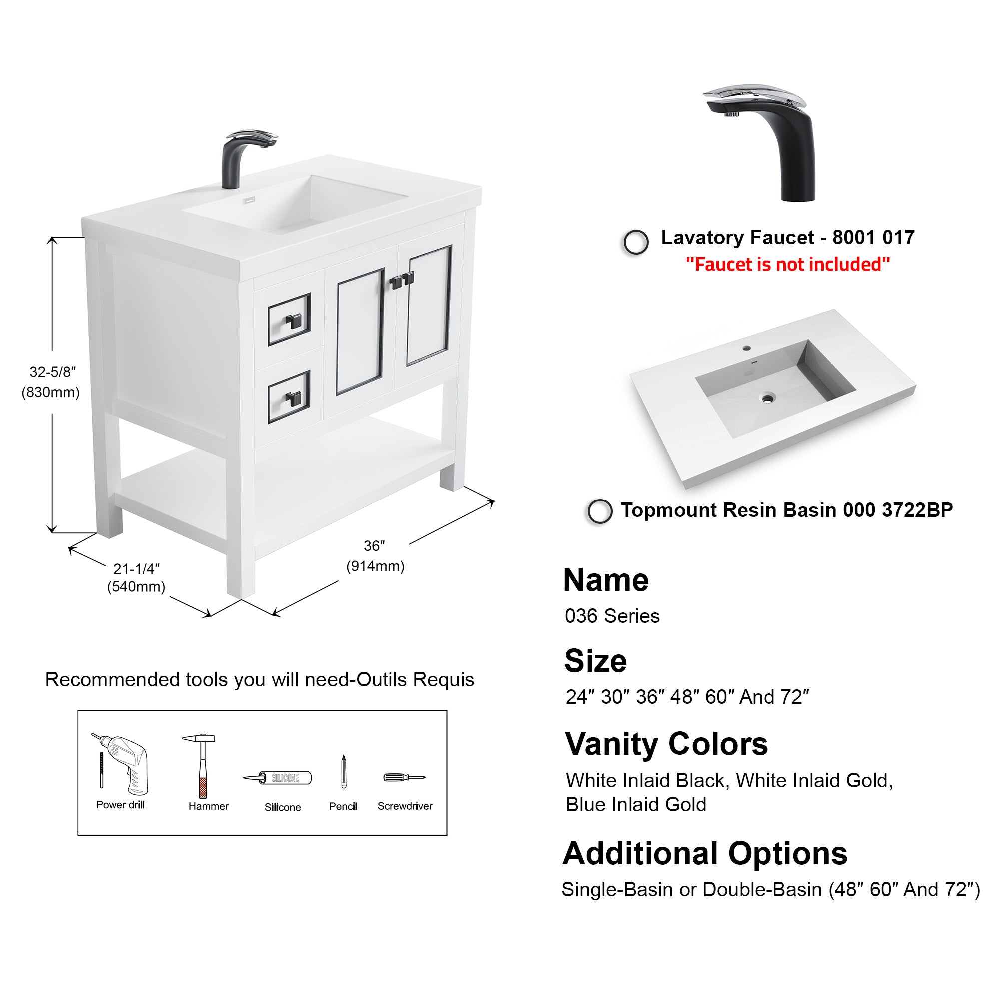 036 Series - 36 Inch Vanity