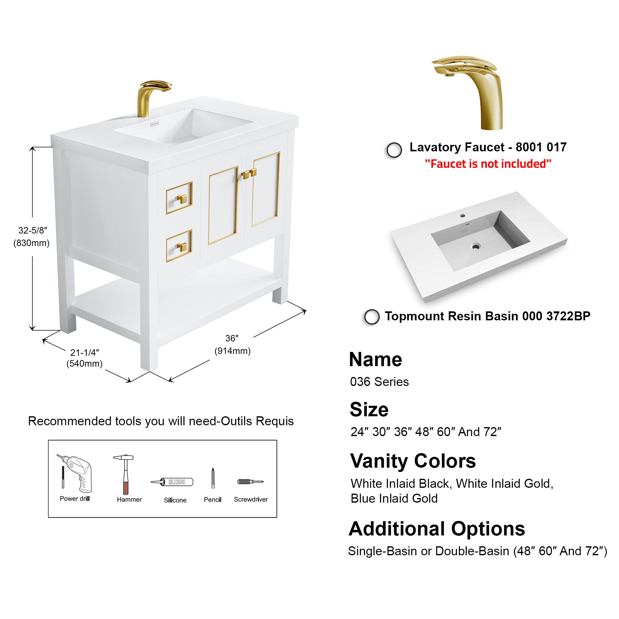 036 Series - 36 Inch Vanity