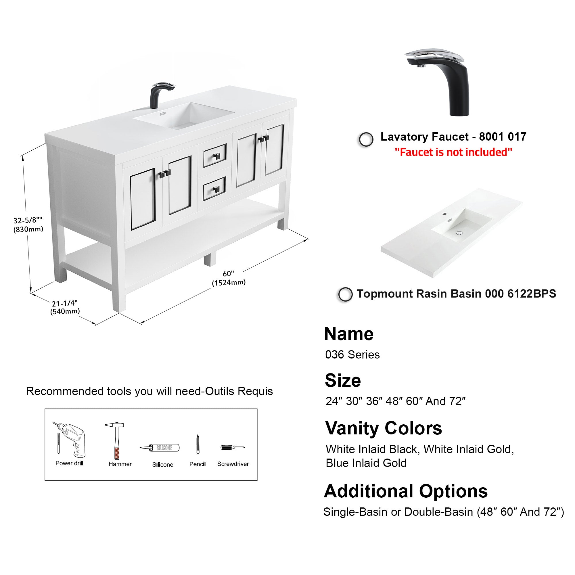 036 Series - 60 Inch Vanity