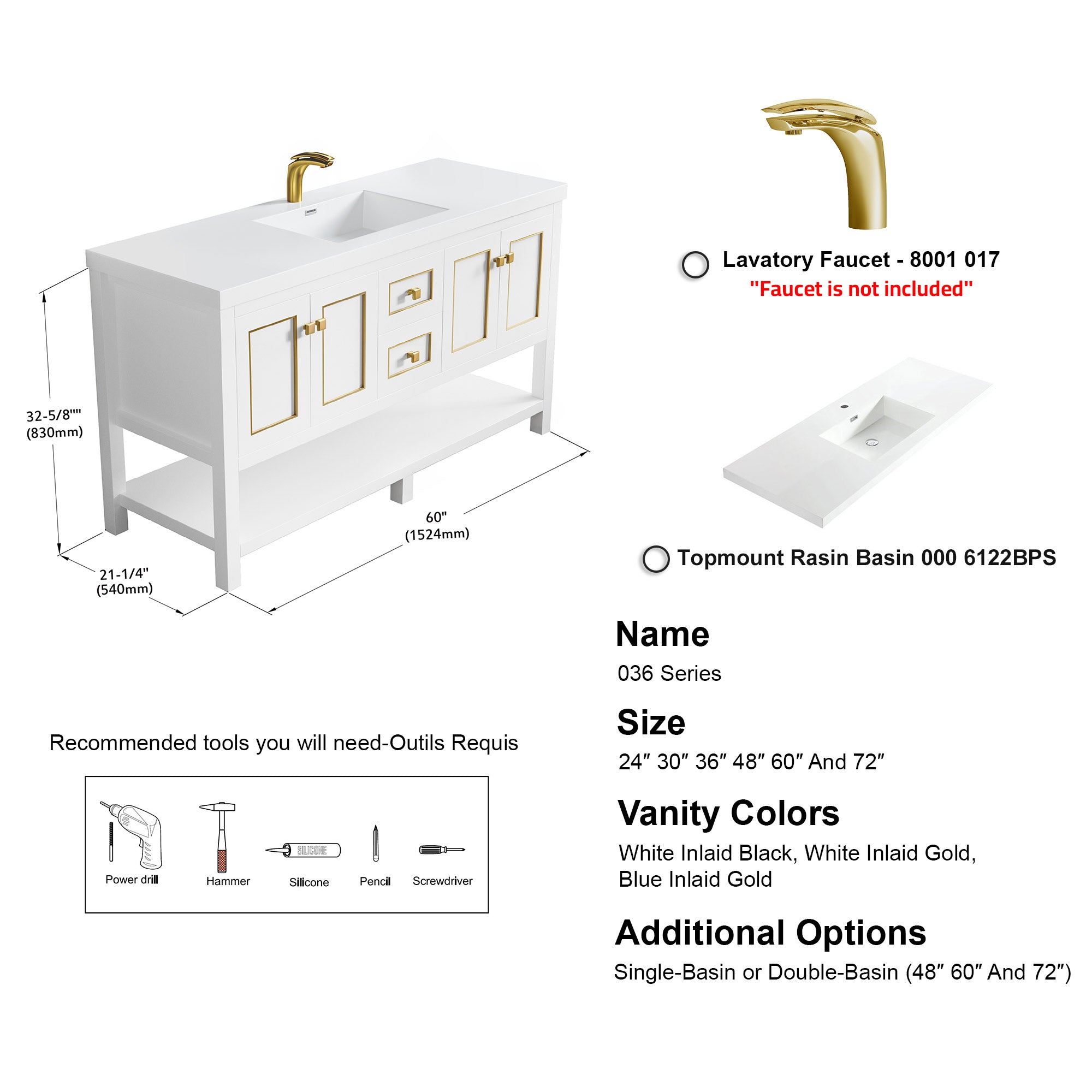 036 Series - 60 Inch Vanity