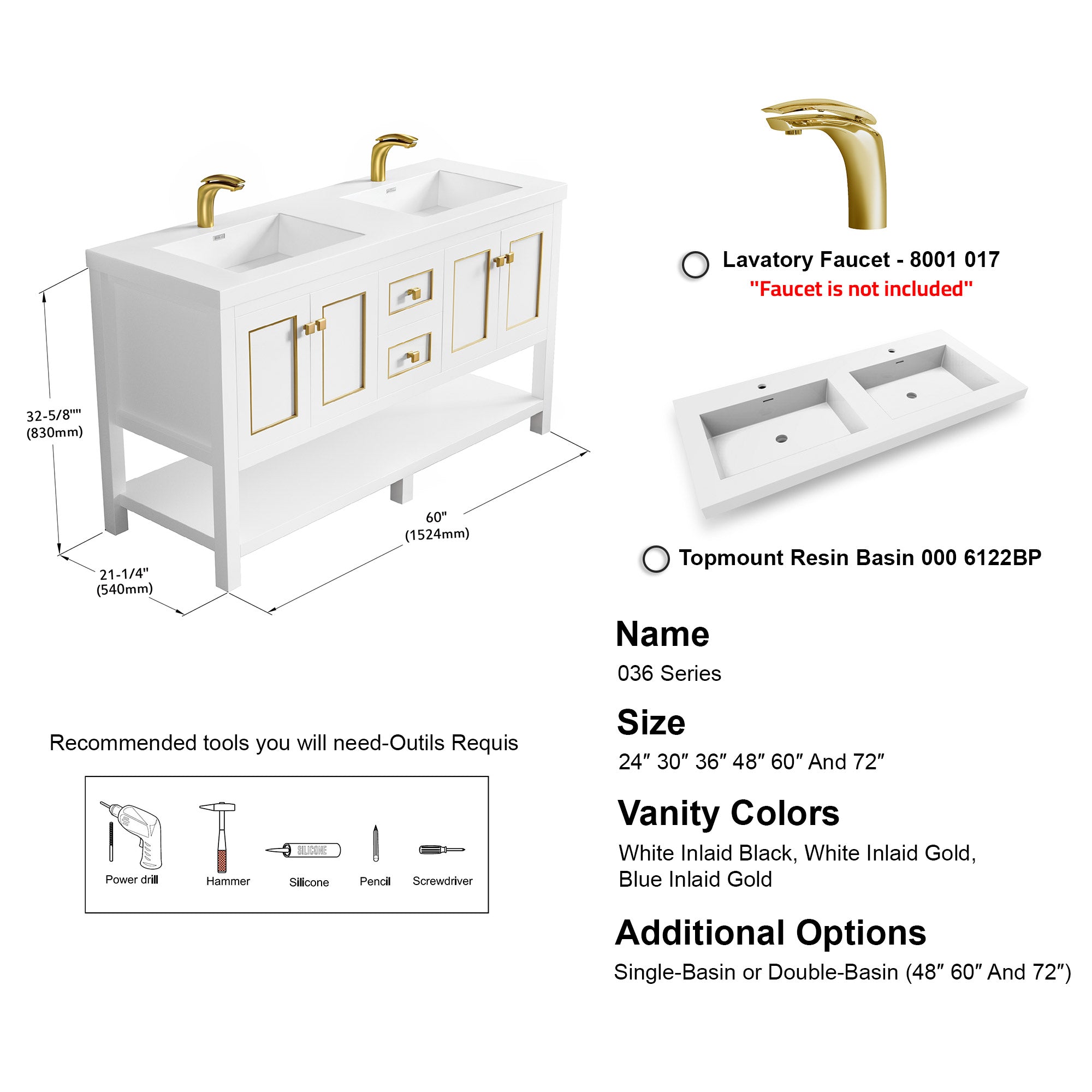 036 Series - 60 Inch Vanity