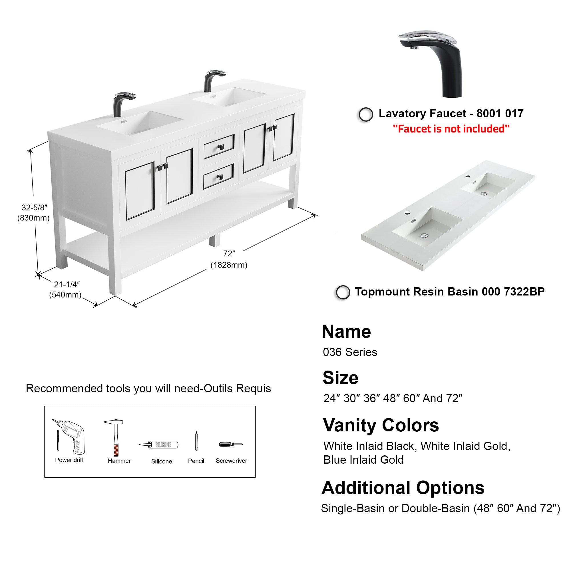 036 Series - 72 Inch Vanity