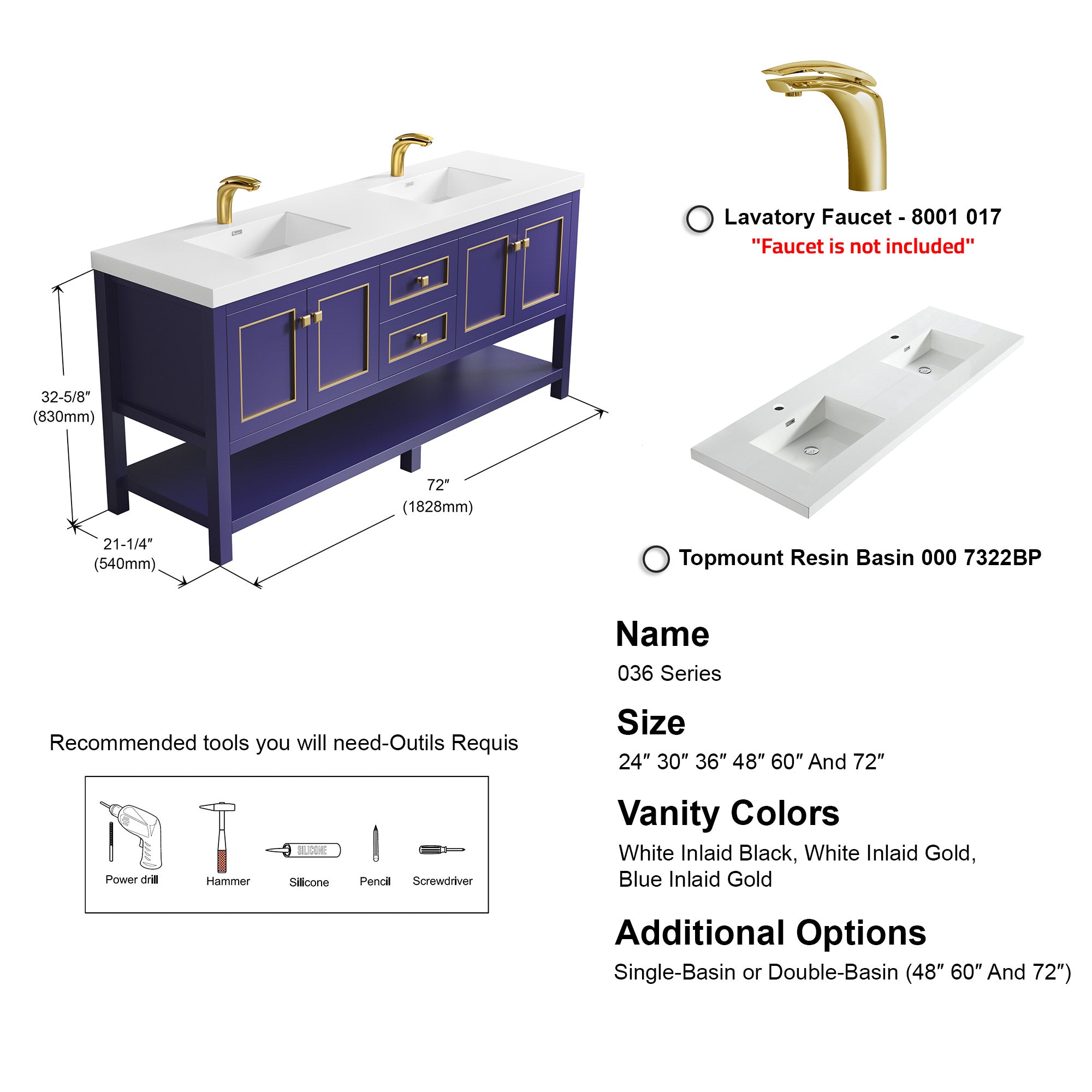 036 Series - 72 Inch Vanity