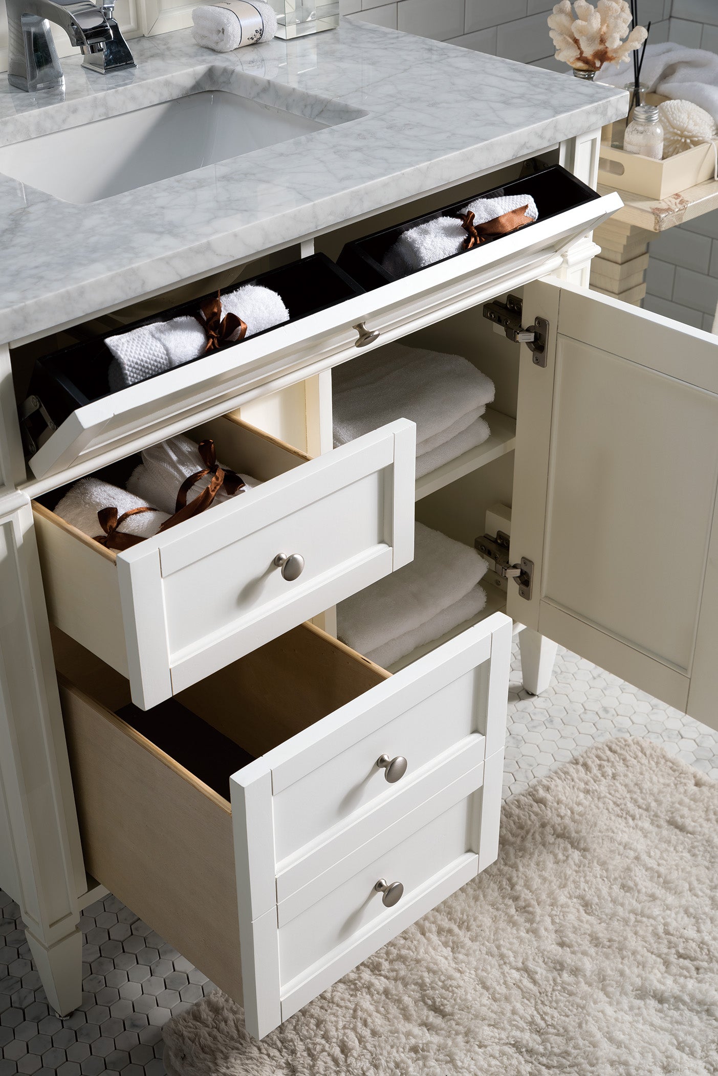 James Martin Brittany 36" Single Vanity in Bright White with 3cm Countertop