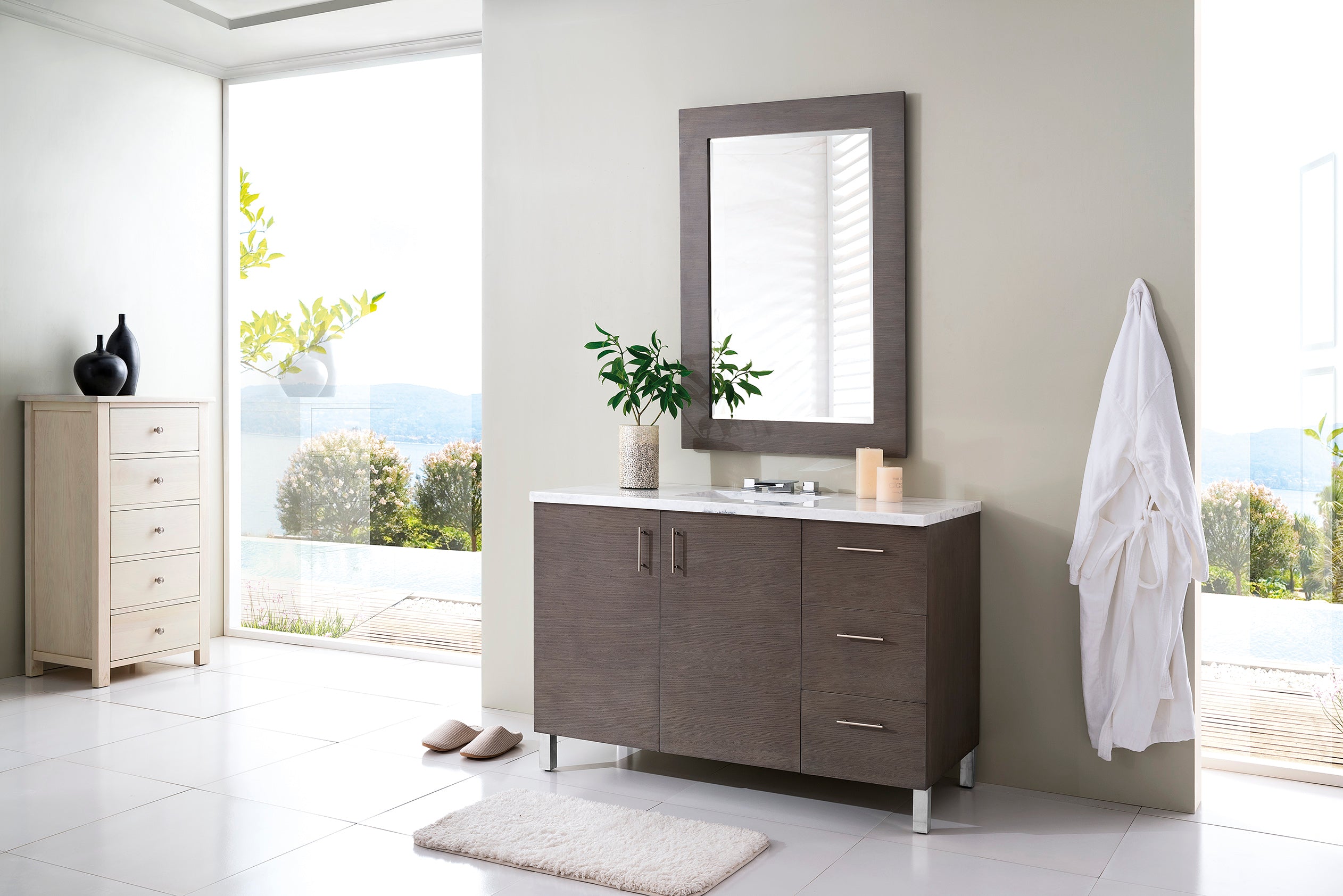 James Martin Metropolitan 48" Single Vanity in Silver Oak with 3cm Countertop