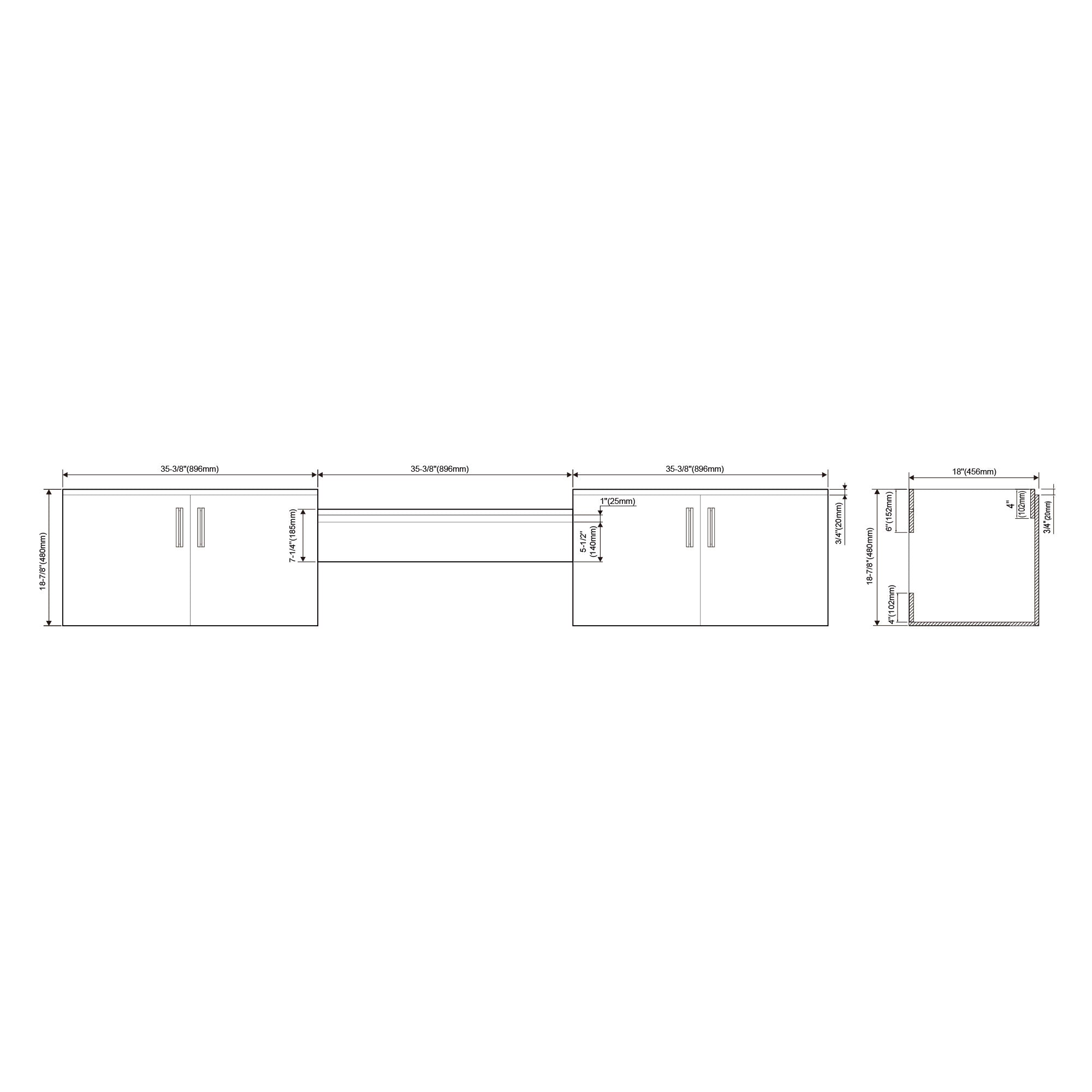047 Series-36 Inch Double Vanity With Bridge