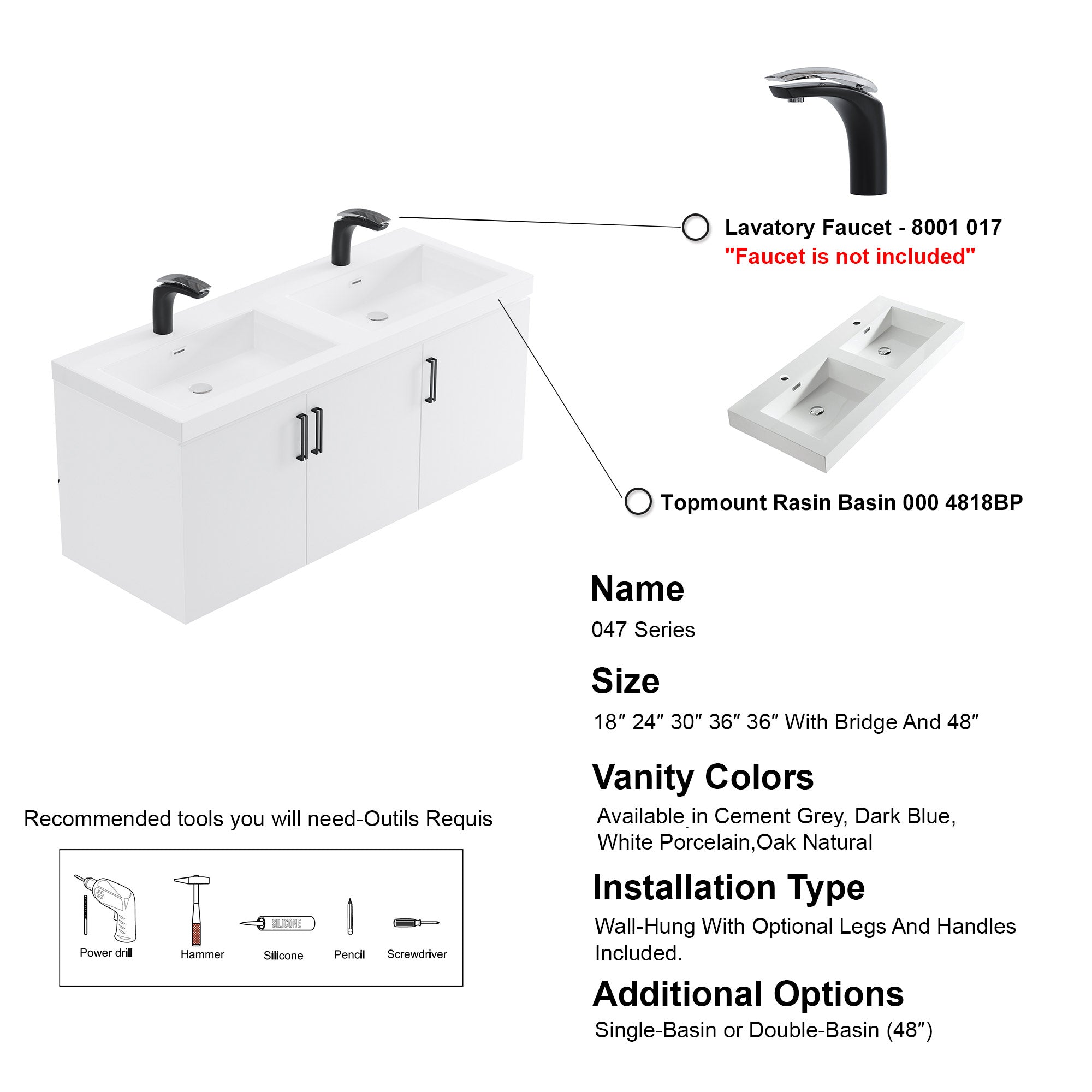 047 Series-48 Inch Vanity - Double Sinks