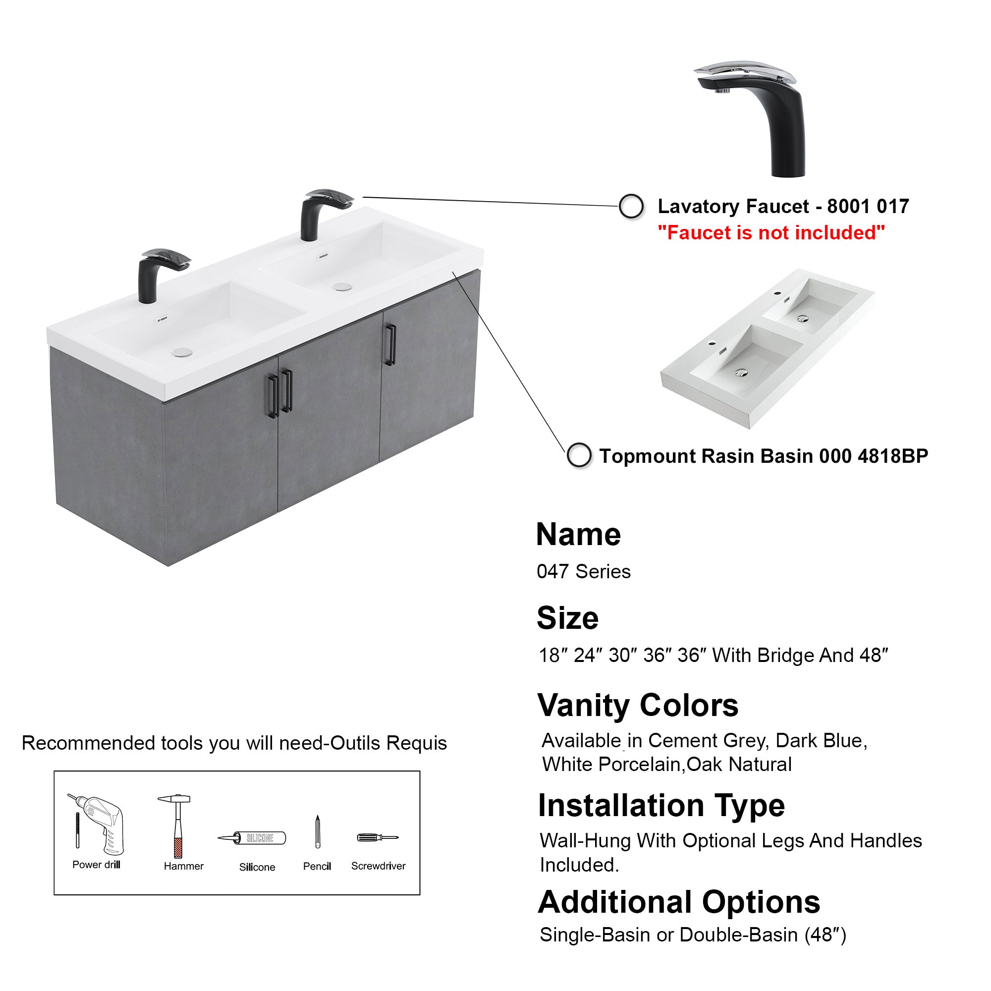 047 Series-48 Inch Vanity - Double Sinks