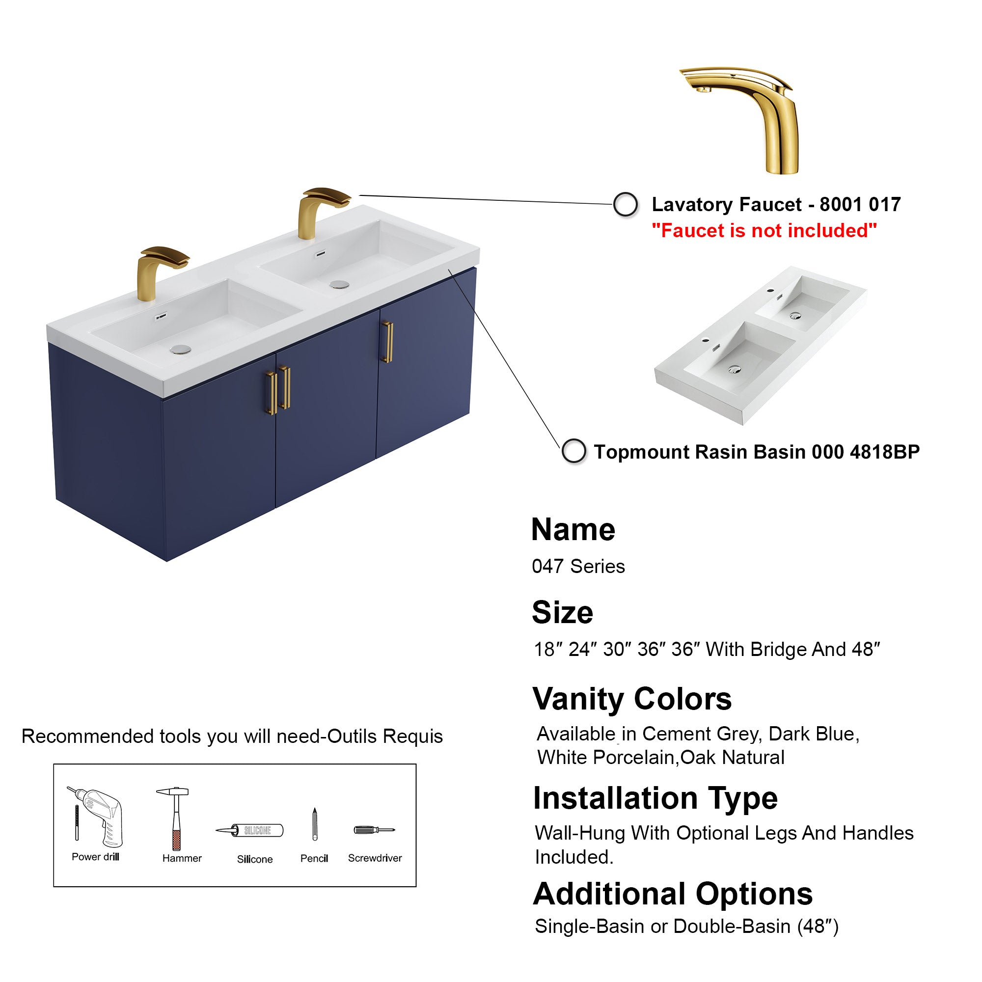 047 Series-48 Inch Vanity - Double Sinks