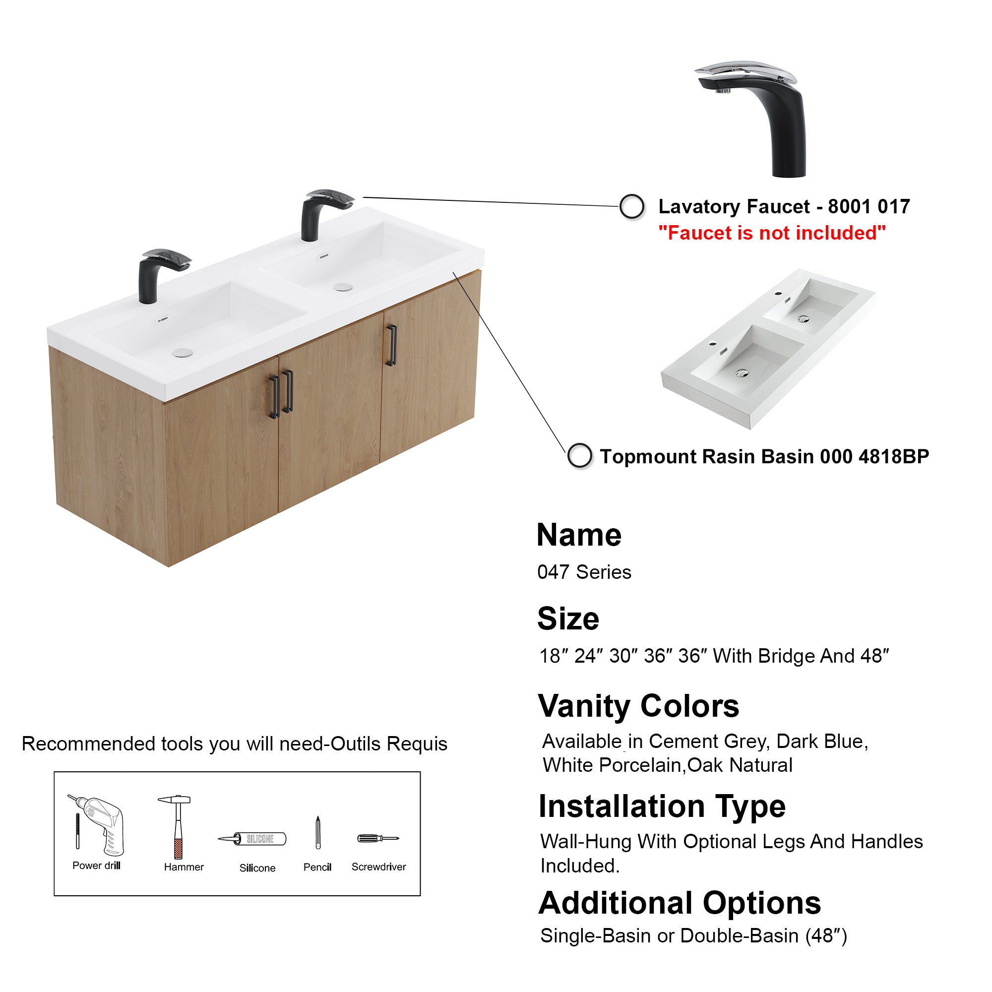 047 Series-48 Inch Vanity - Double Sinks