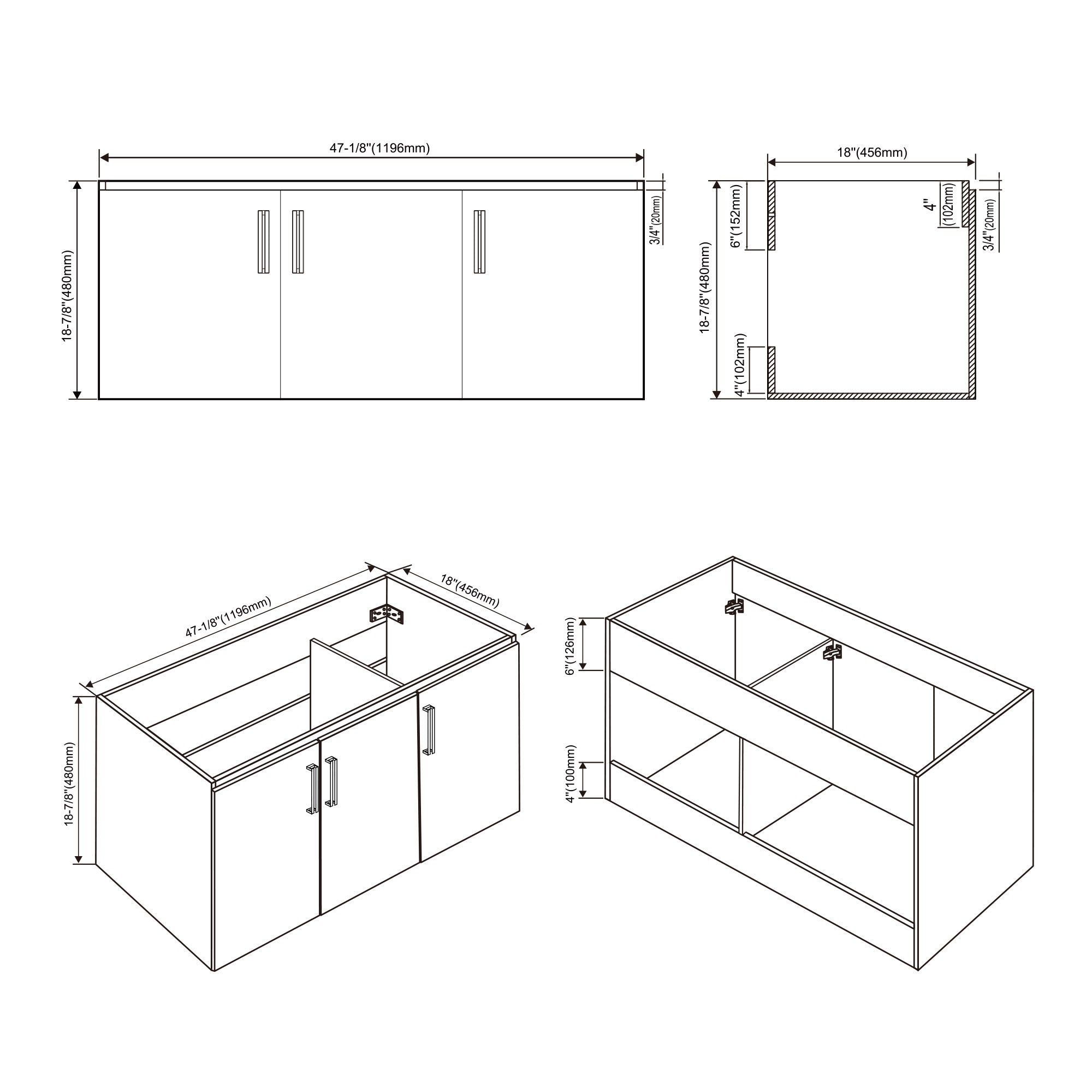 047 Series-48 Inch Vanity - Double Sinks