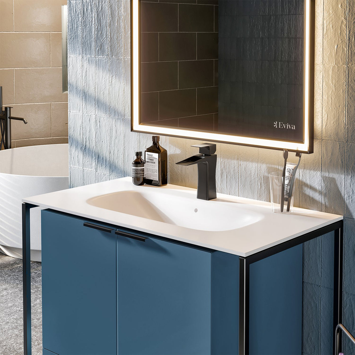 Eviva Moma Bath Vanity with Solid Surface Top and Integrated Sink (24"-32")
