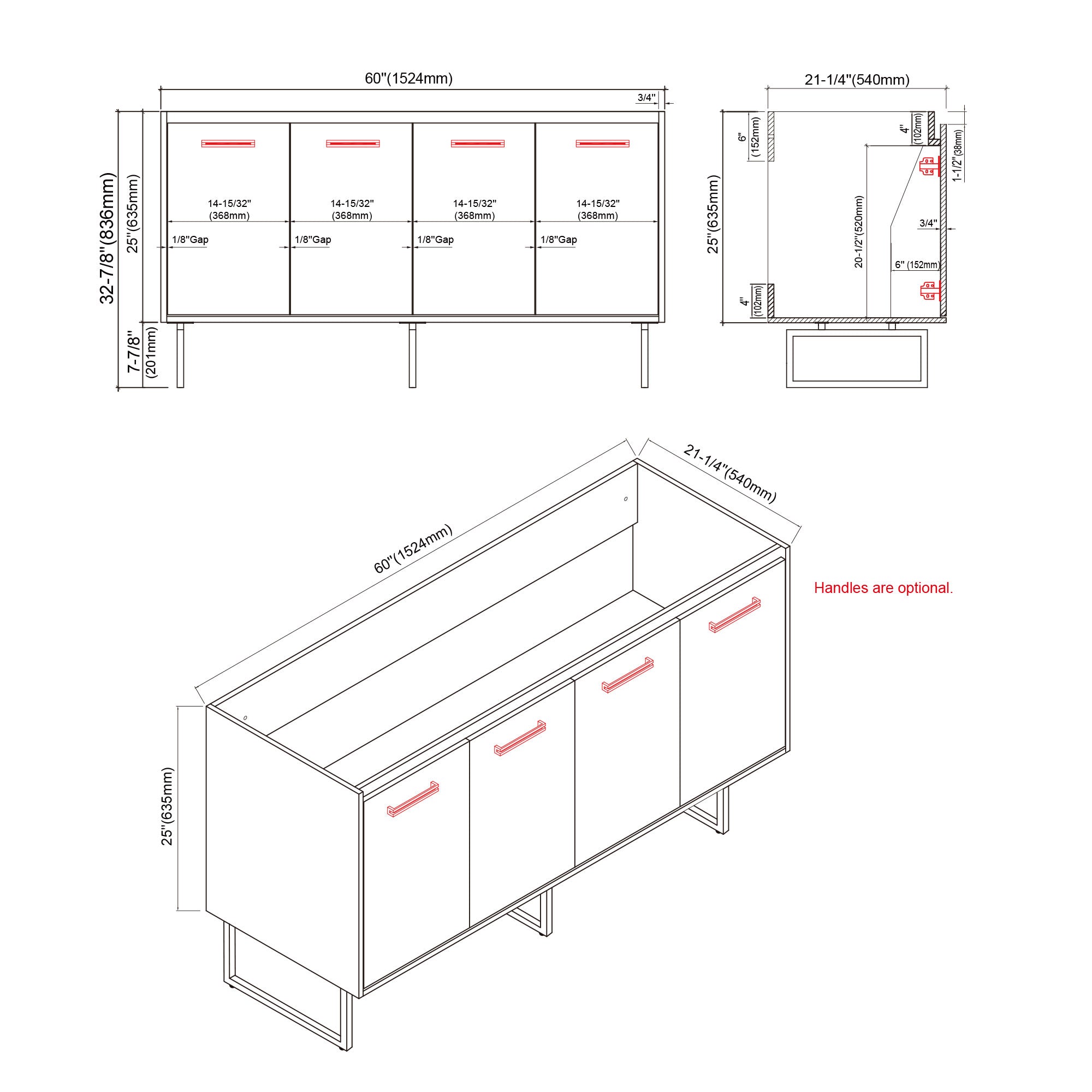 057 Series - 60 Inch Vanity - Double Sinks