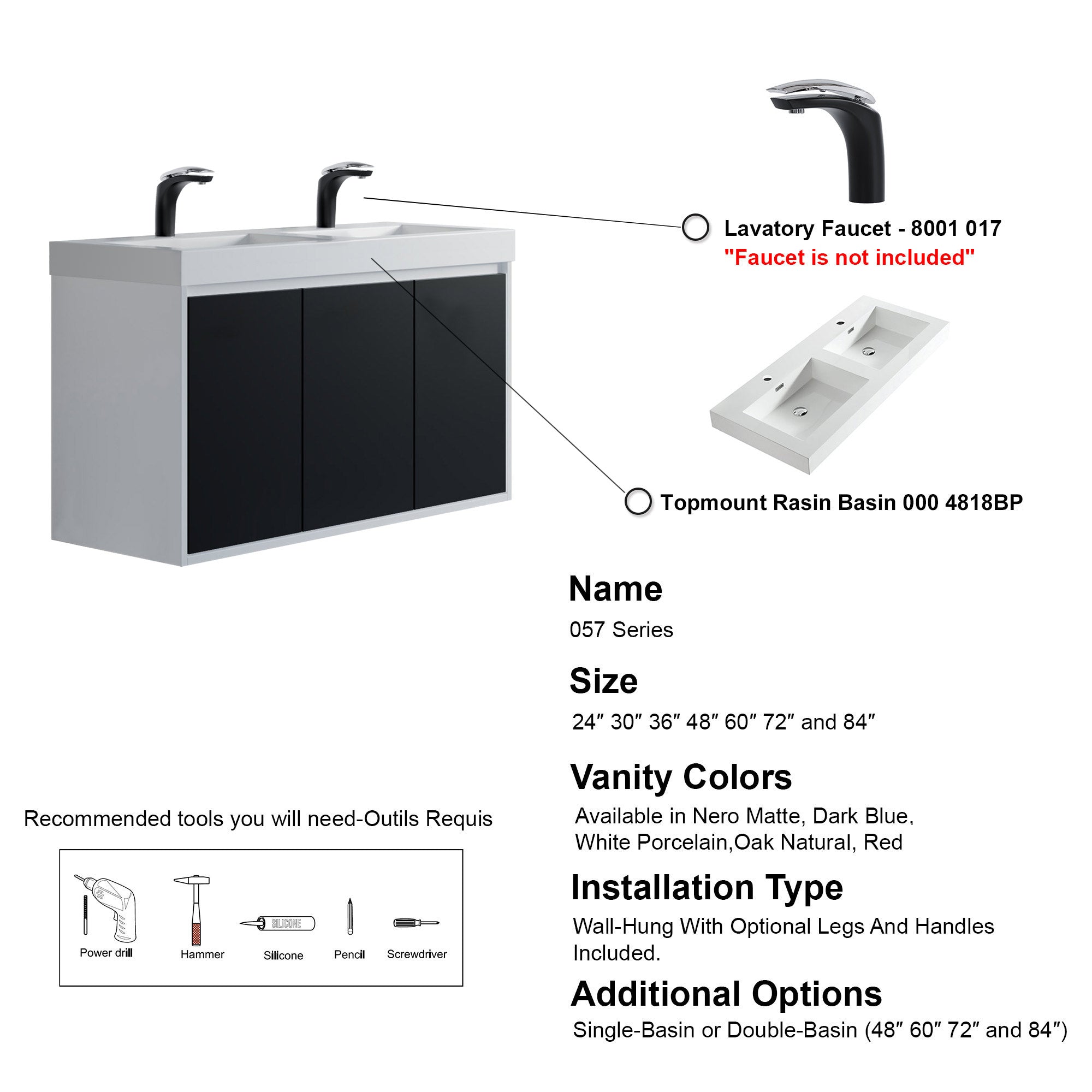 057 Series - 48 Inch Vanity Double Sinks