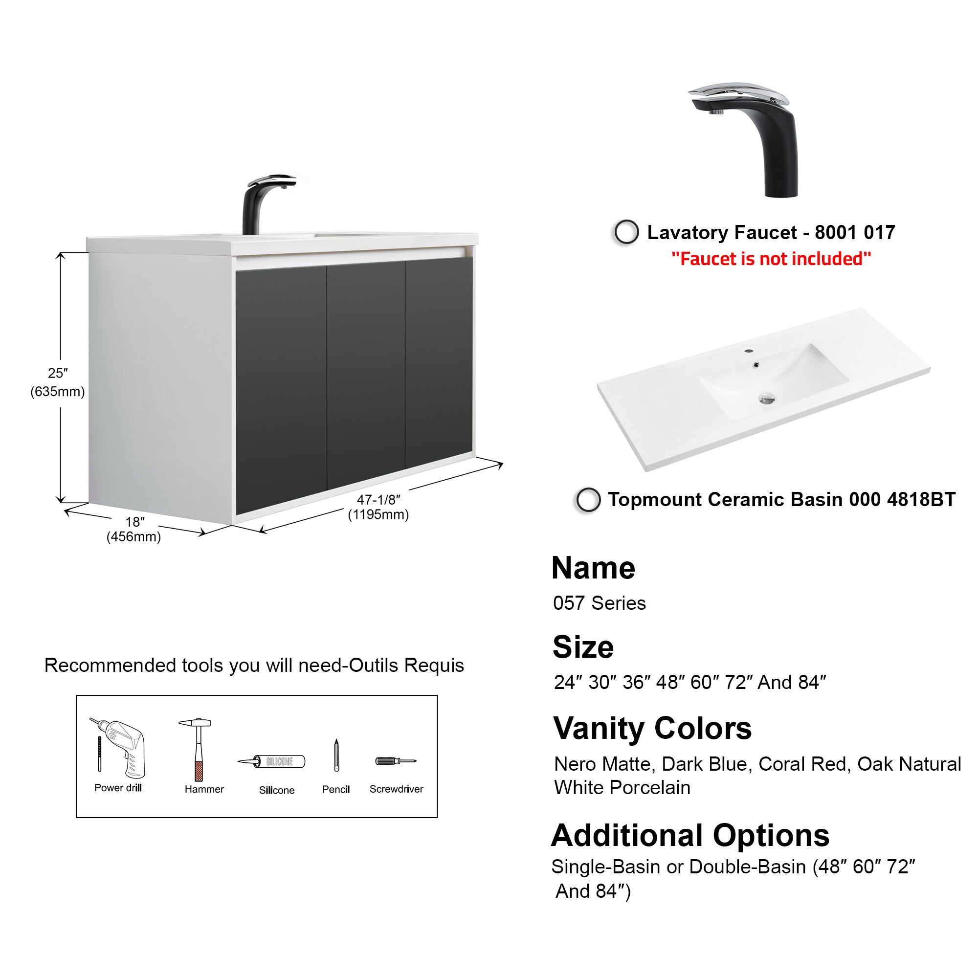 057 Series - 48 Inch Vanity - Single Sink