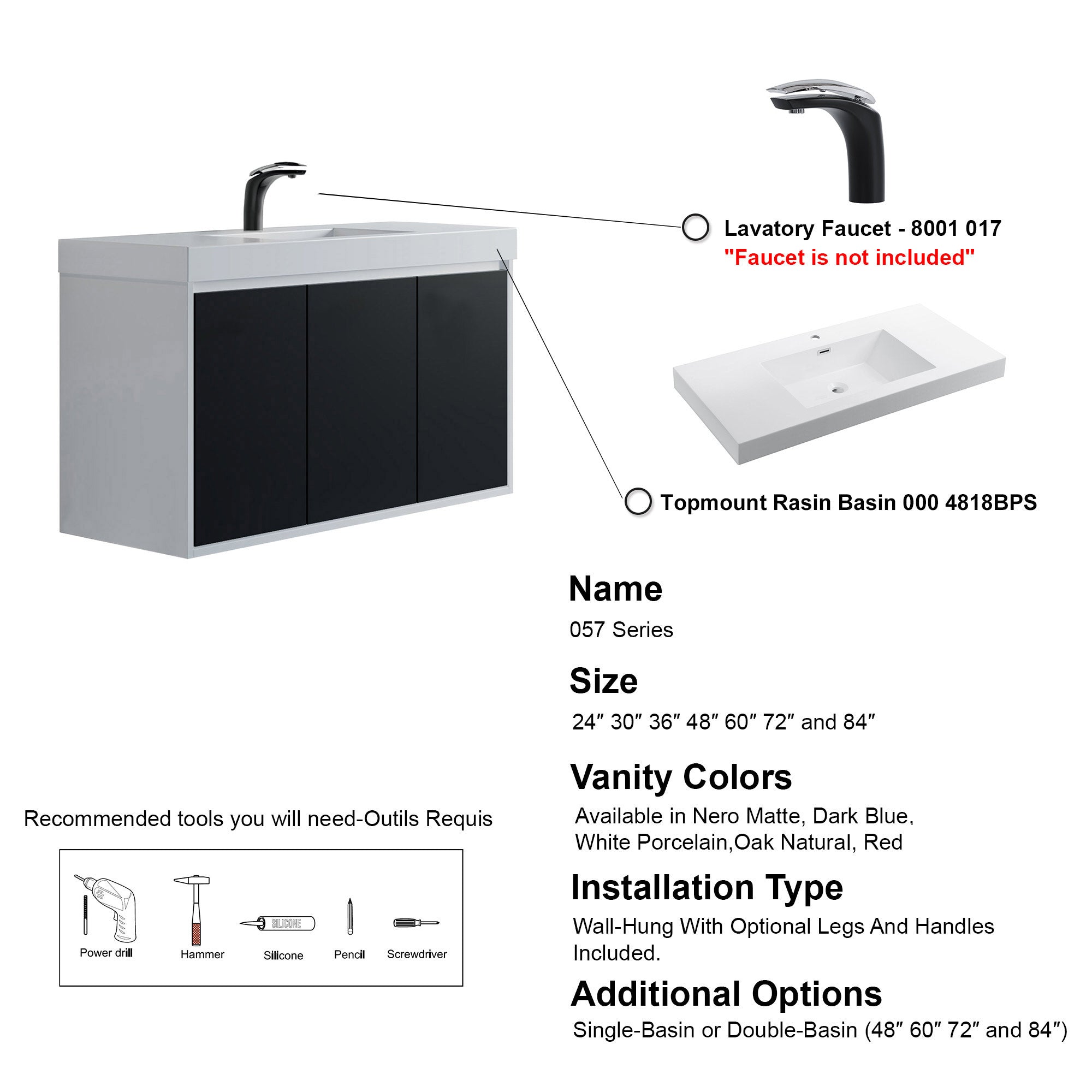 057 Series - 48 Inch Vanity - Single Sink
