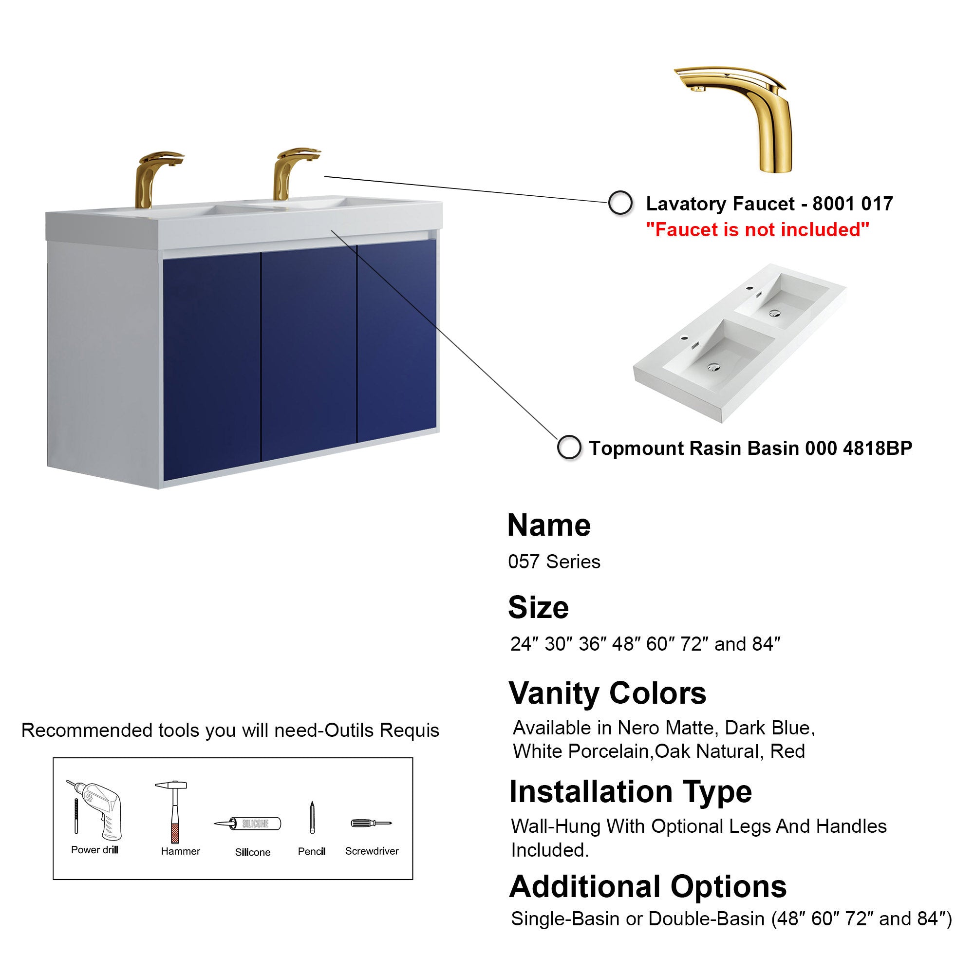 057 Series - 48 Inch Vanity Double Sinks