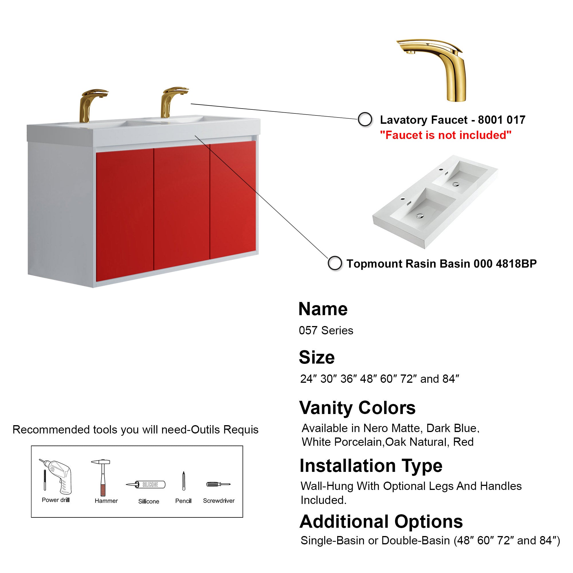 057 Series - 48 Inch Vanity Double Sinks