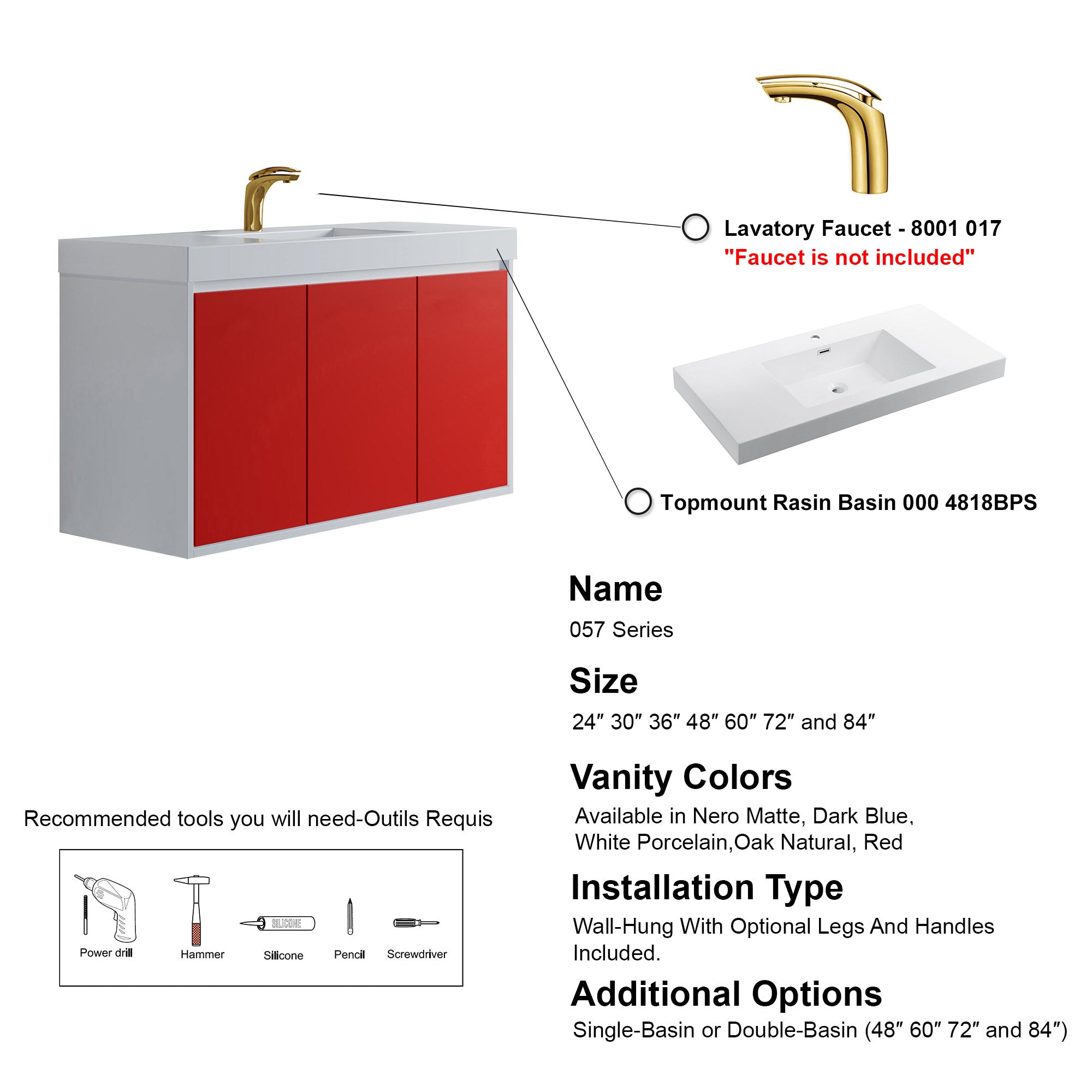 057 Series - 48 Inch Vanity - Single Sink