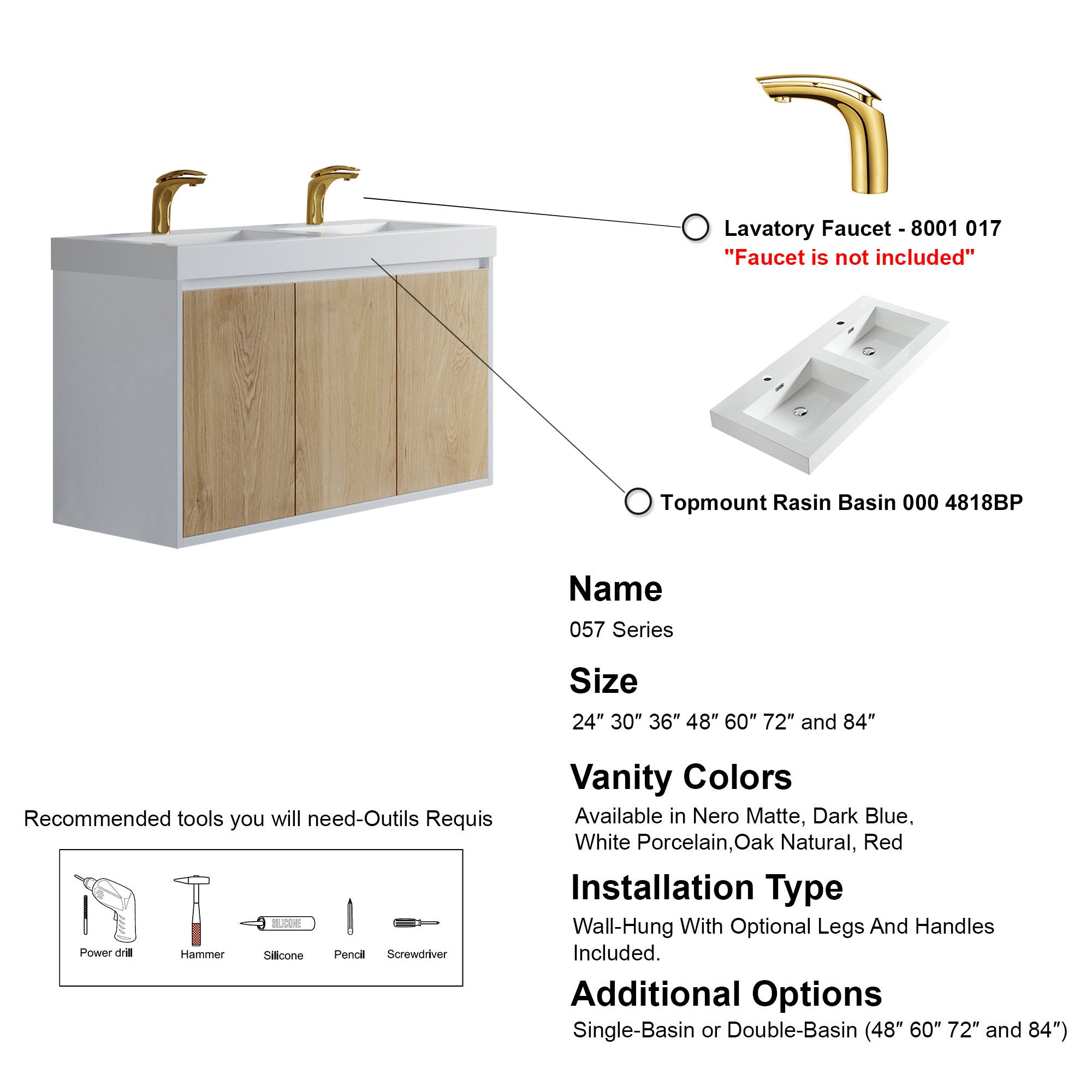 057 Series - 48 Inch Vanity Double Sinks