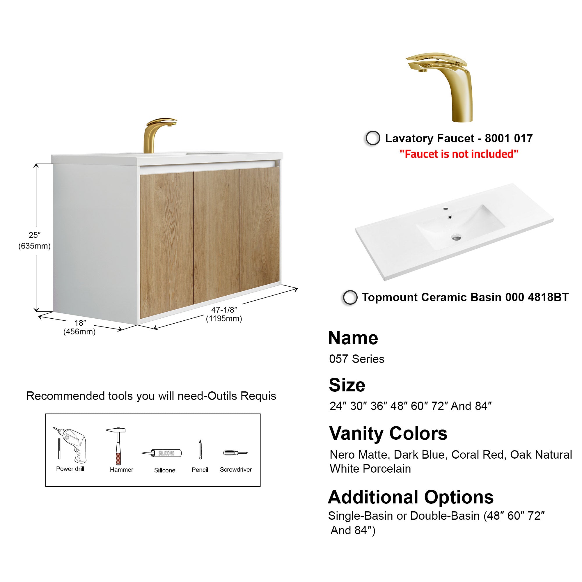 057 Series - 48 Inch Vanity - Single Sink
