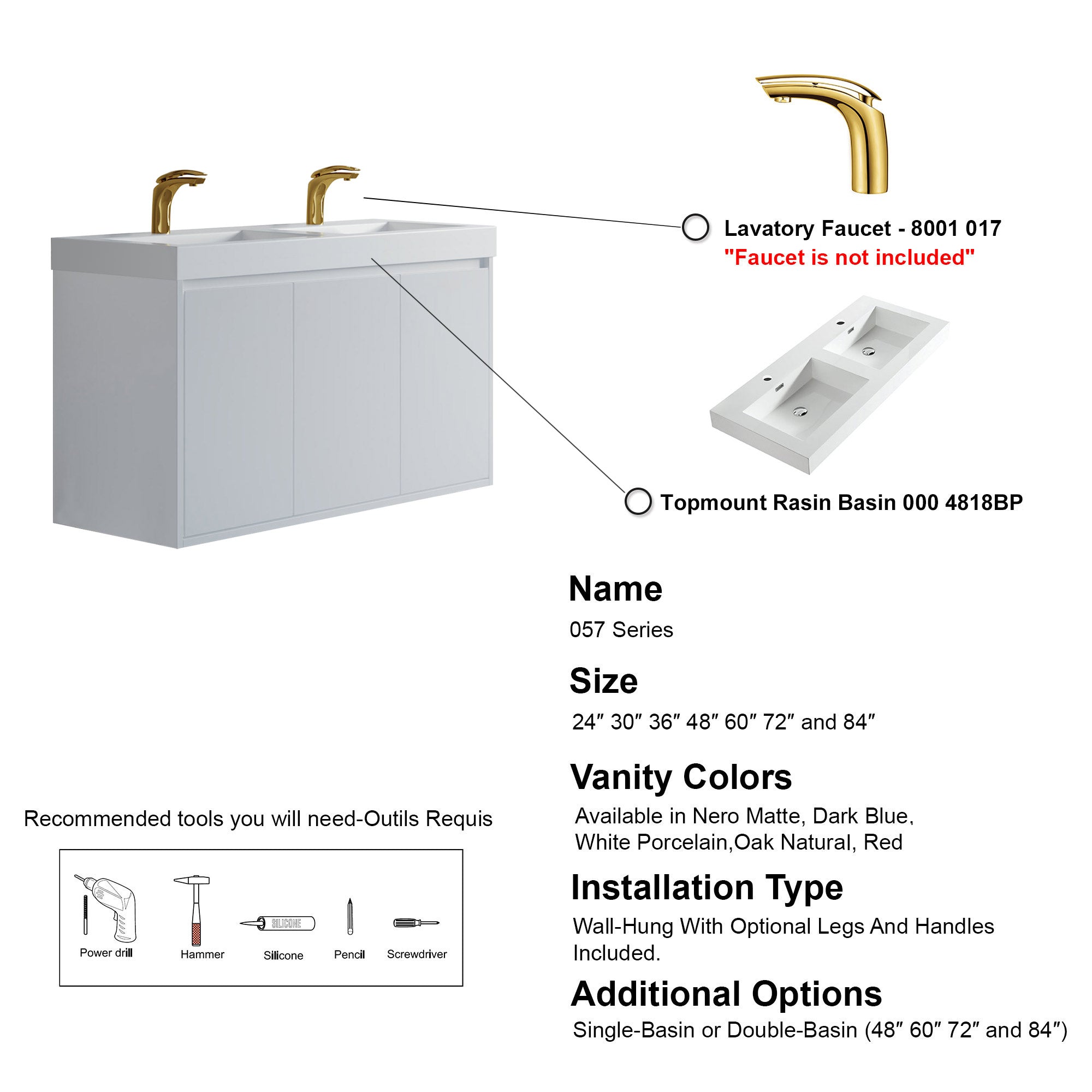 057 Series - 48 Inch Vanity Double Sinks