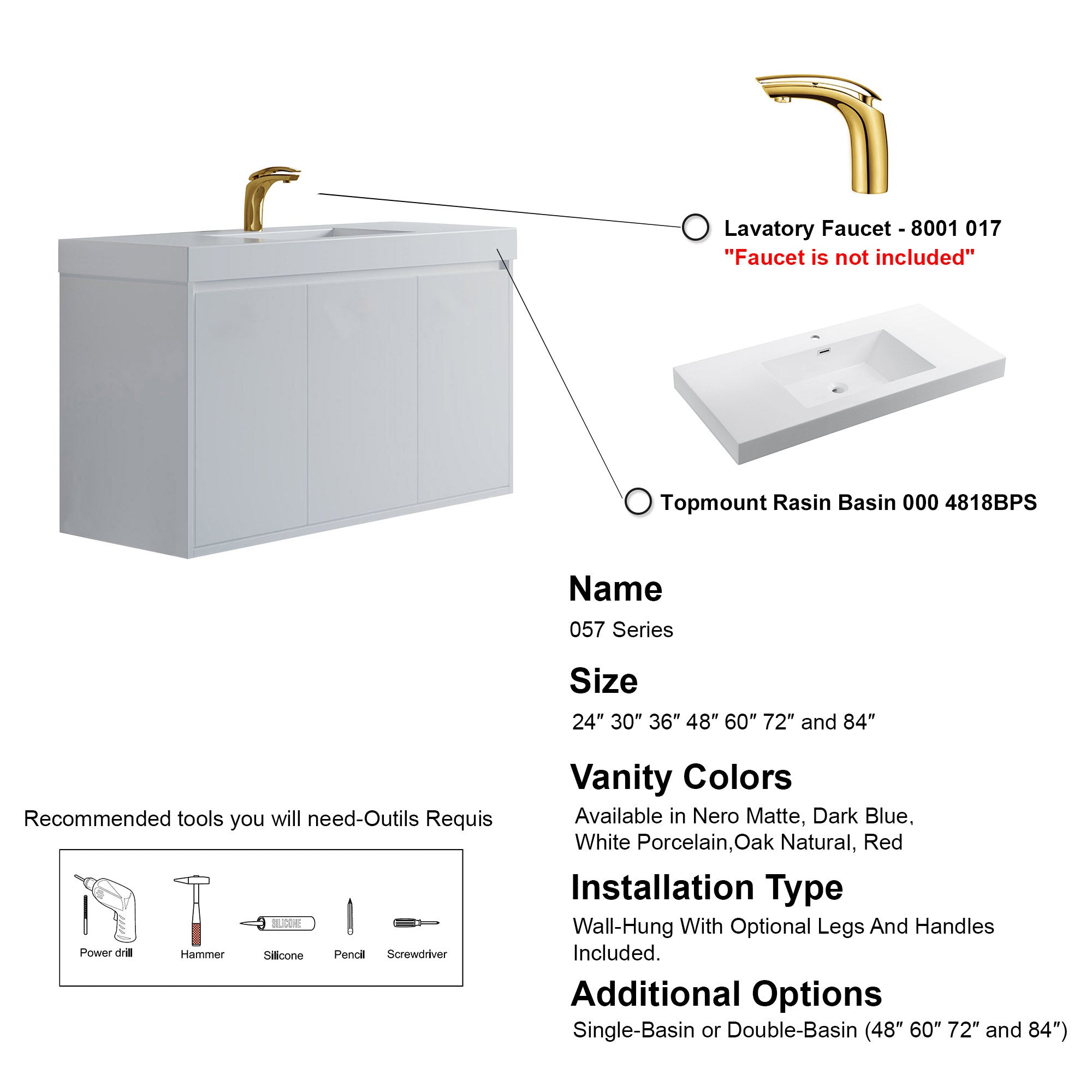 057 Series - 48 Inch Vanity - Single Sink
