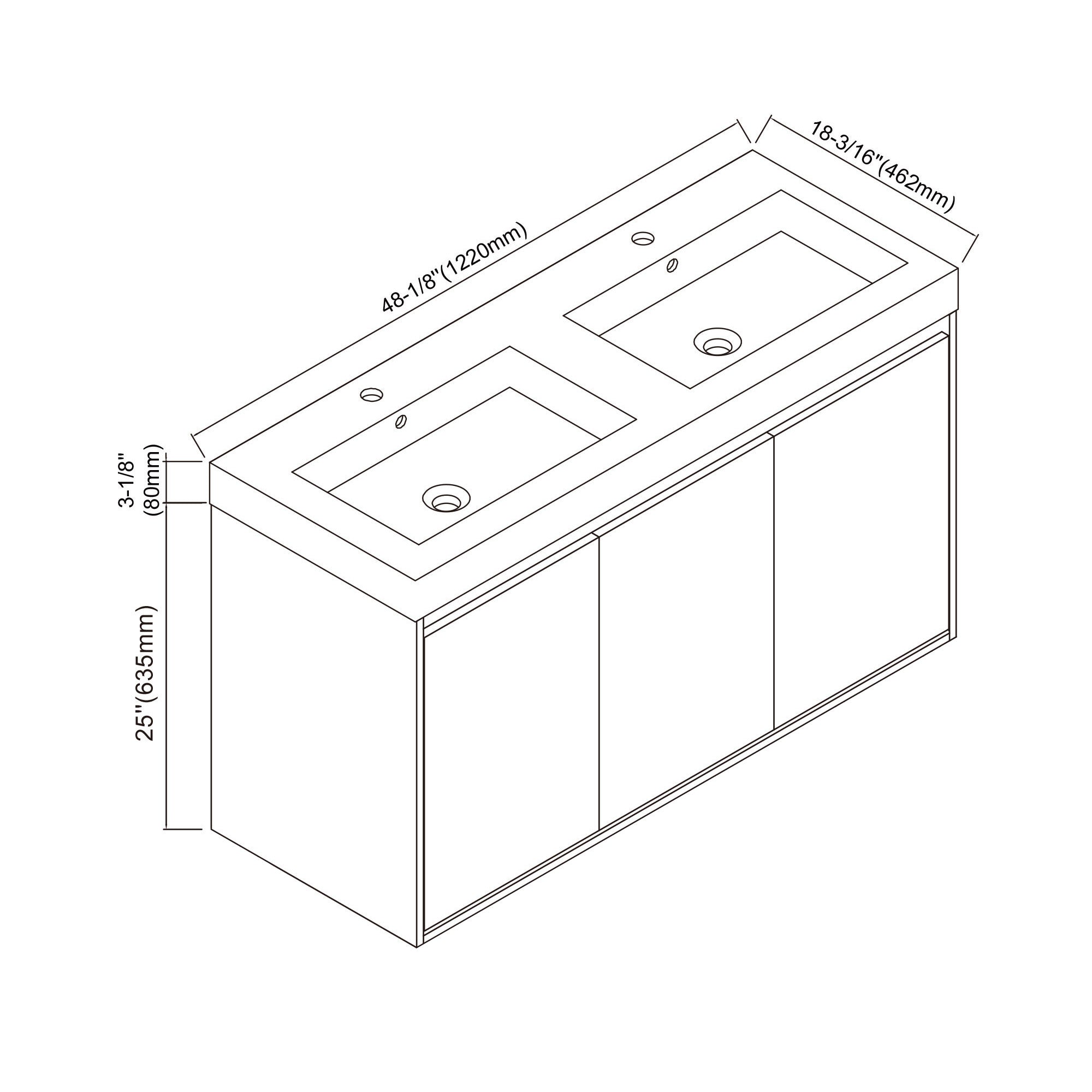 057 Series - 48 Inch Vanity Double Sinks