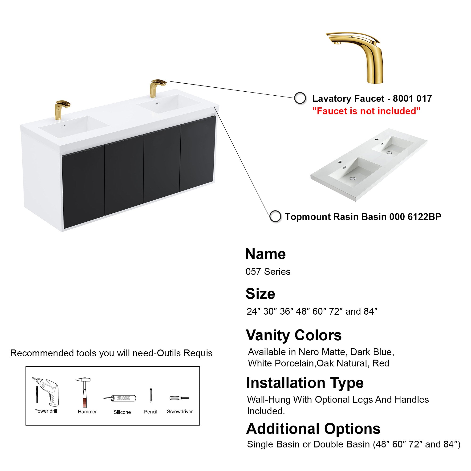 057 Series - 60 Inch Vanity - Double Sinks