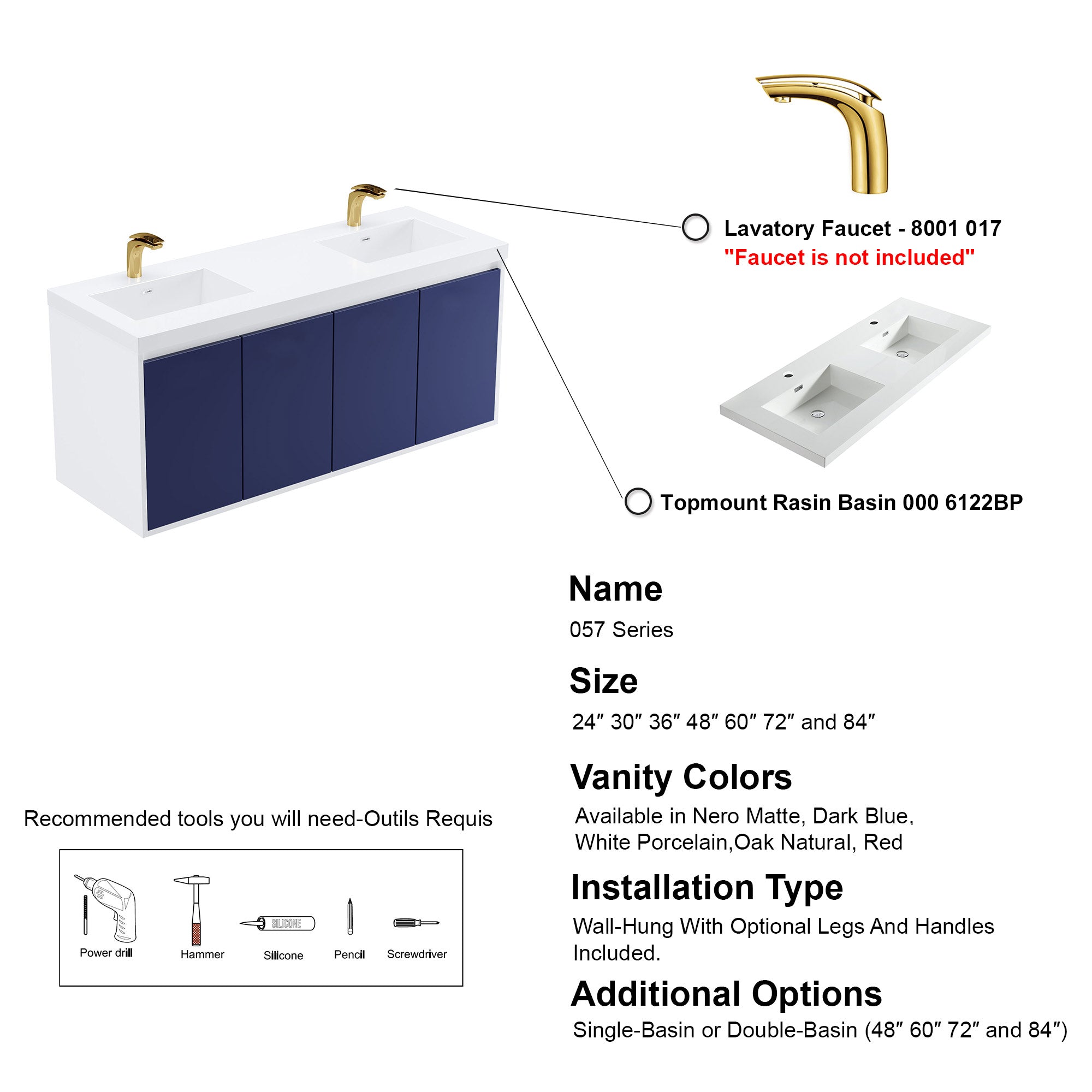 057 Series - 60 Inch Vanity - Double Sinks