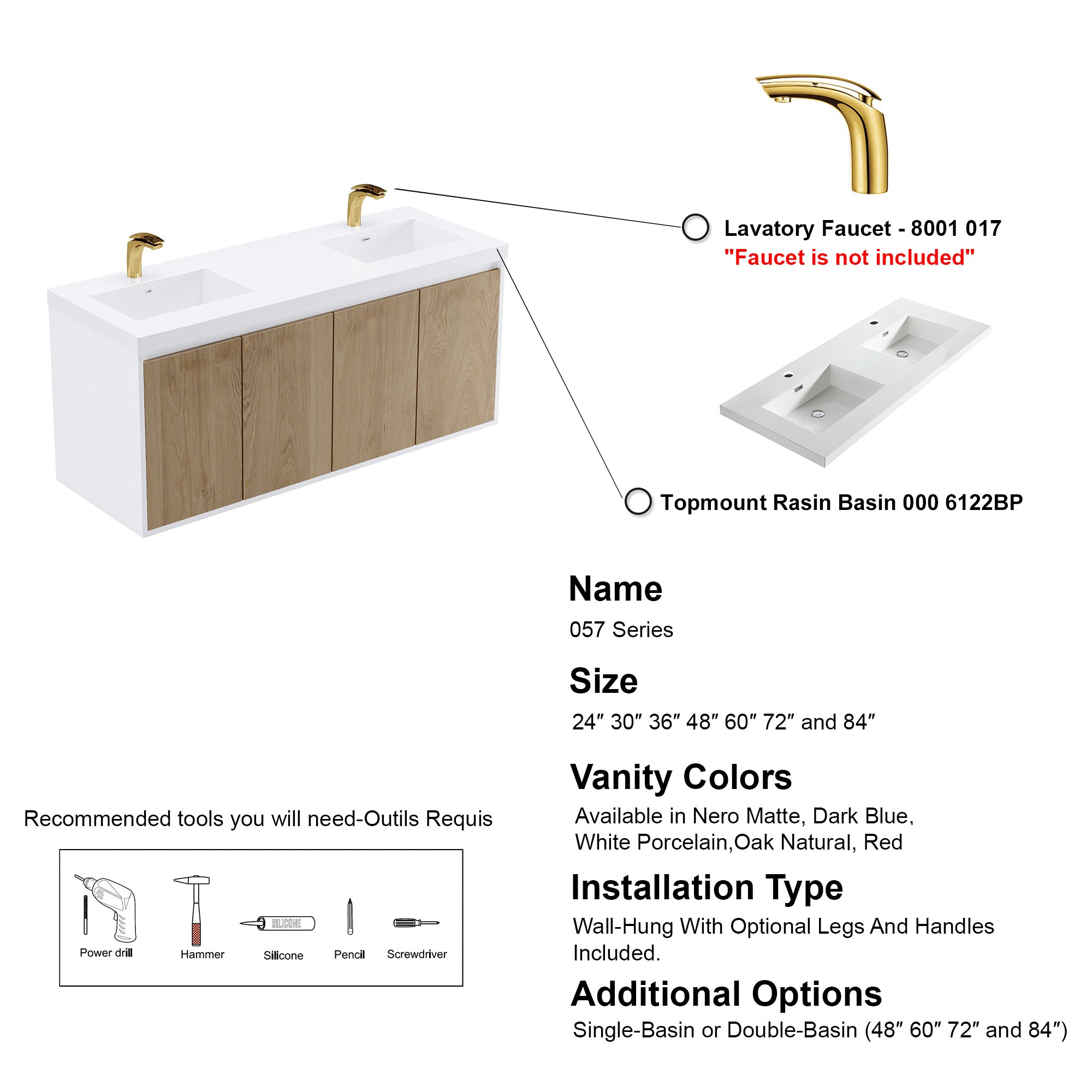 057 Series - 60 Inch Vanity - Double Sinks