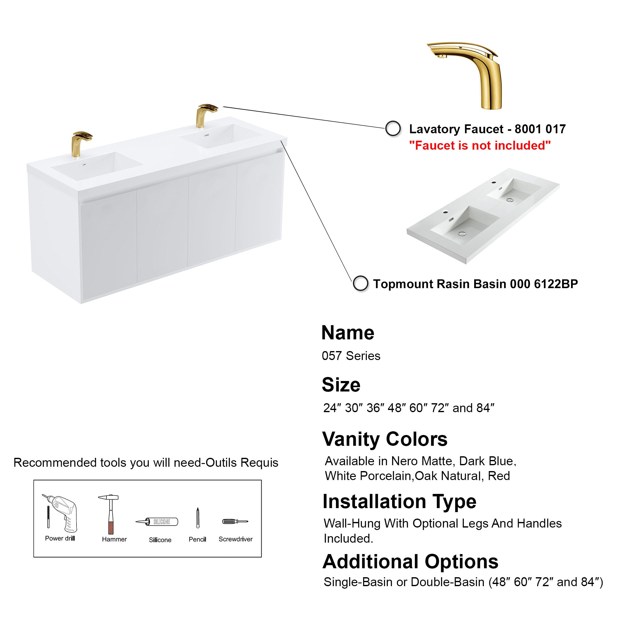 057 Series - 60 Inch Vanity - Double Sinks