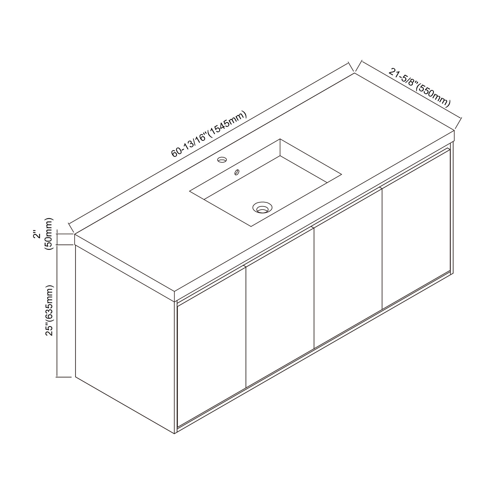 057 Series - 60 Inch Vanity - Single Sink