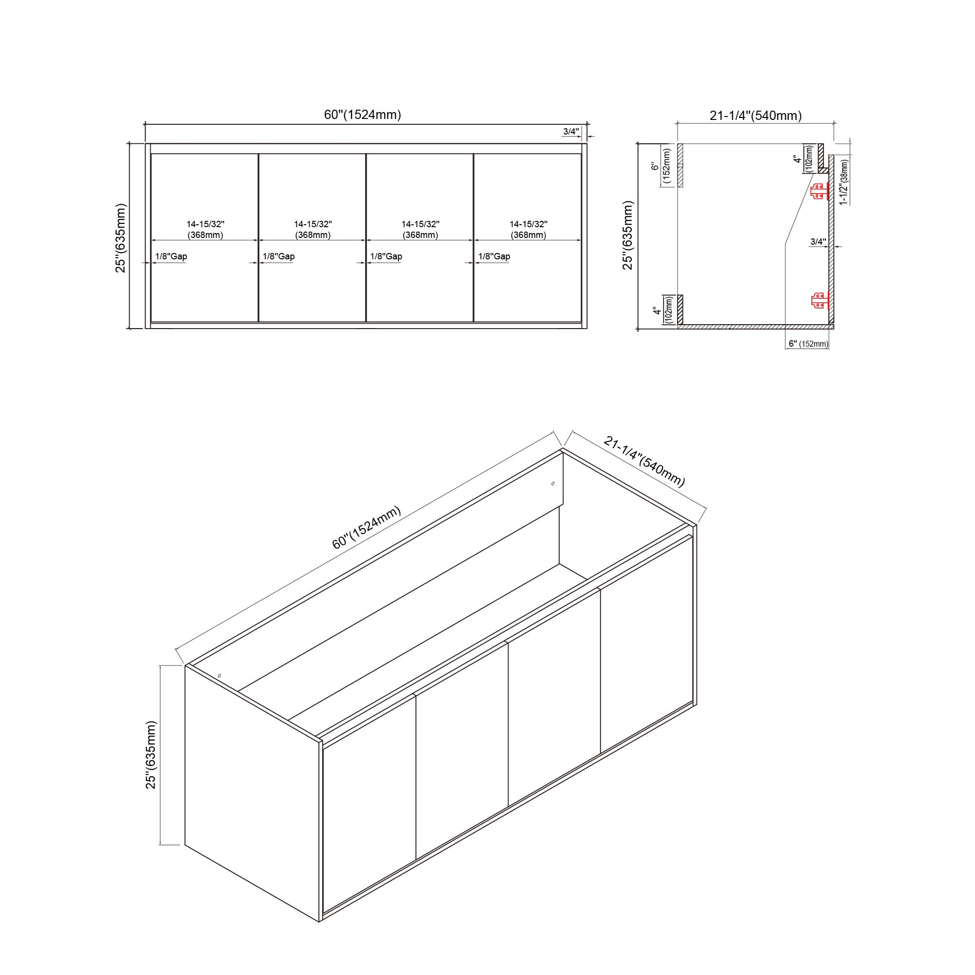 057 Series - 60 Inch Vanity - Single Sink
