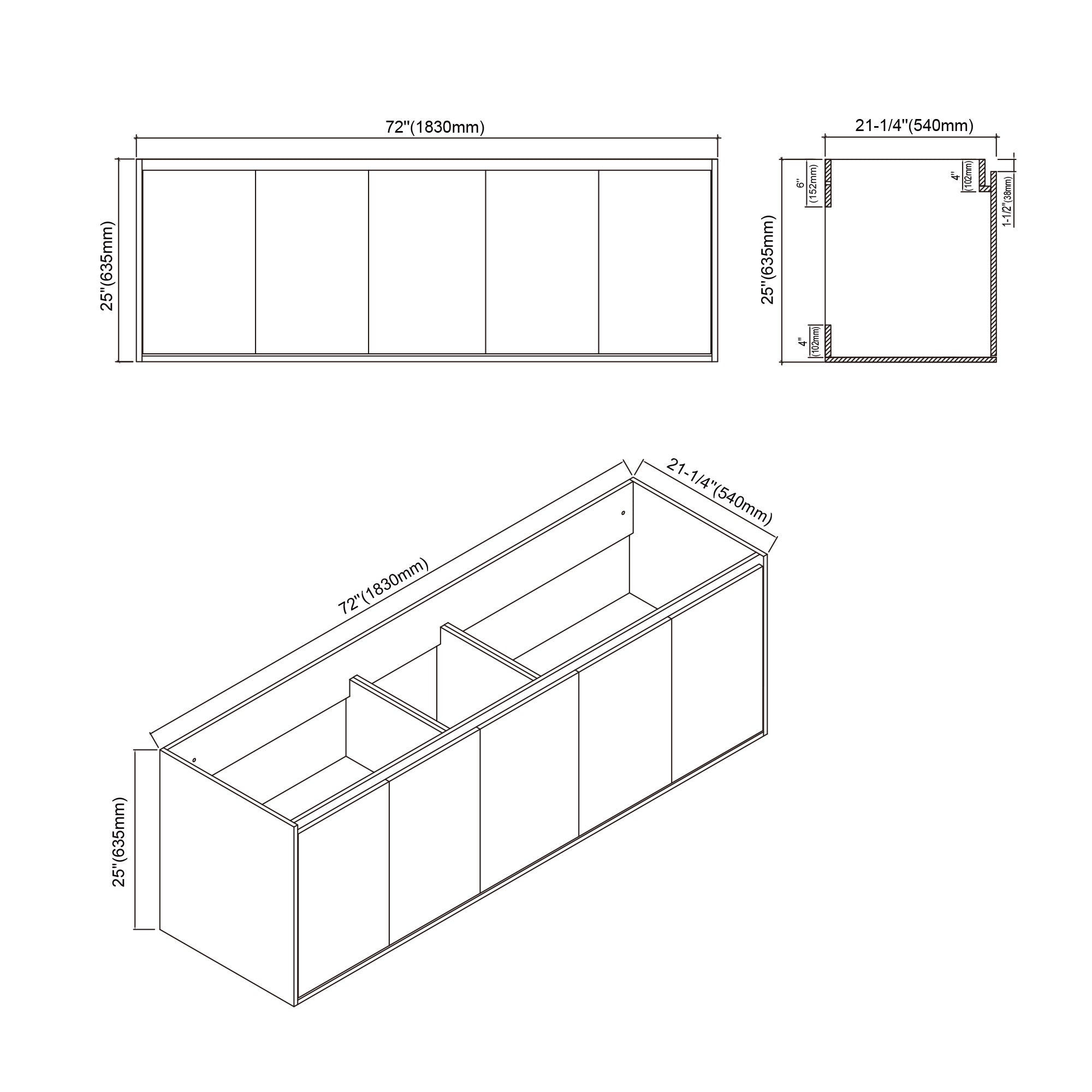 057 Series - 72 Inch Vanity - Double Sink