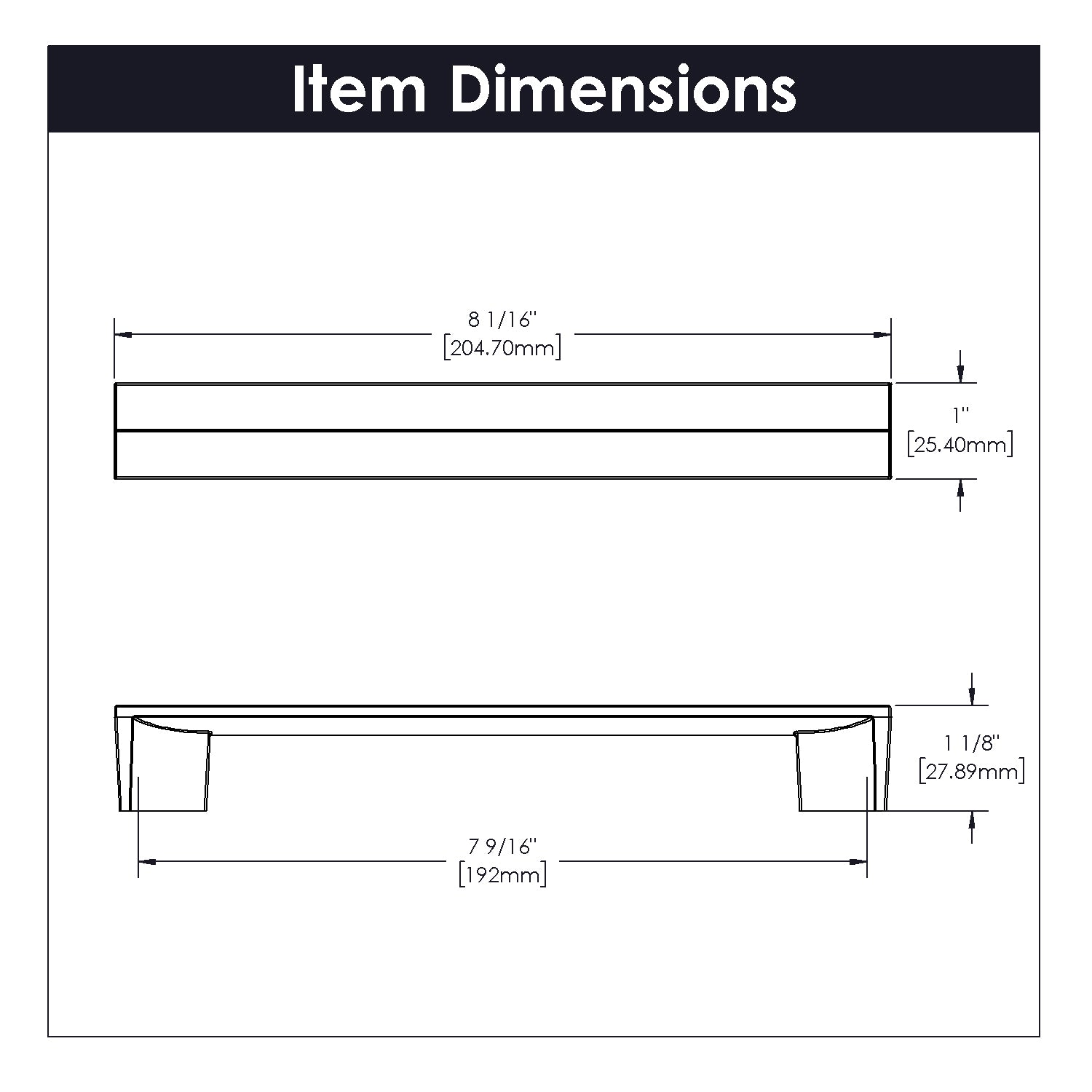 Belwith 7-9/16 Inch (192mm) Center to Center Avenue Pull (B076092)