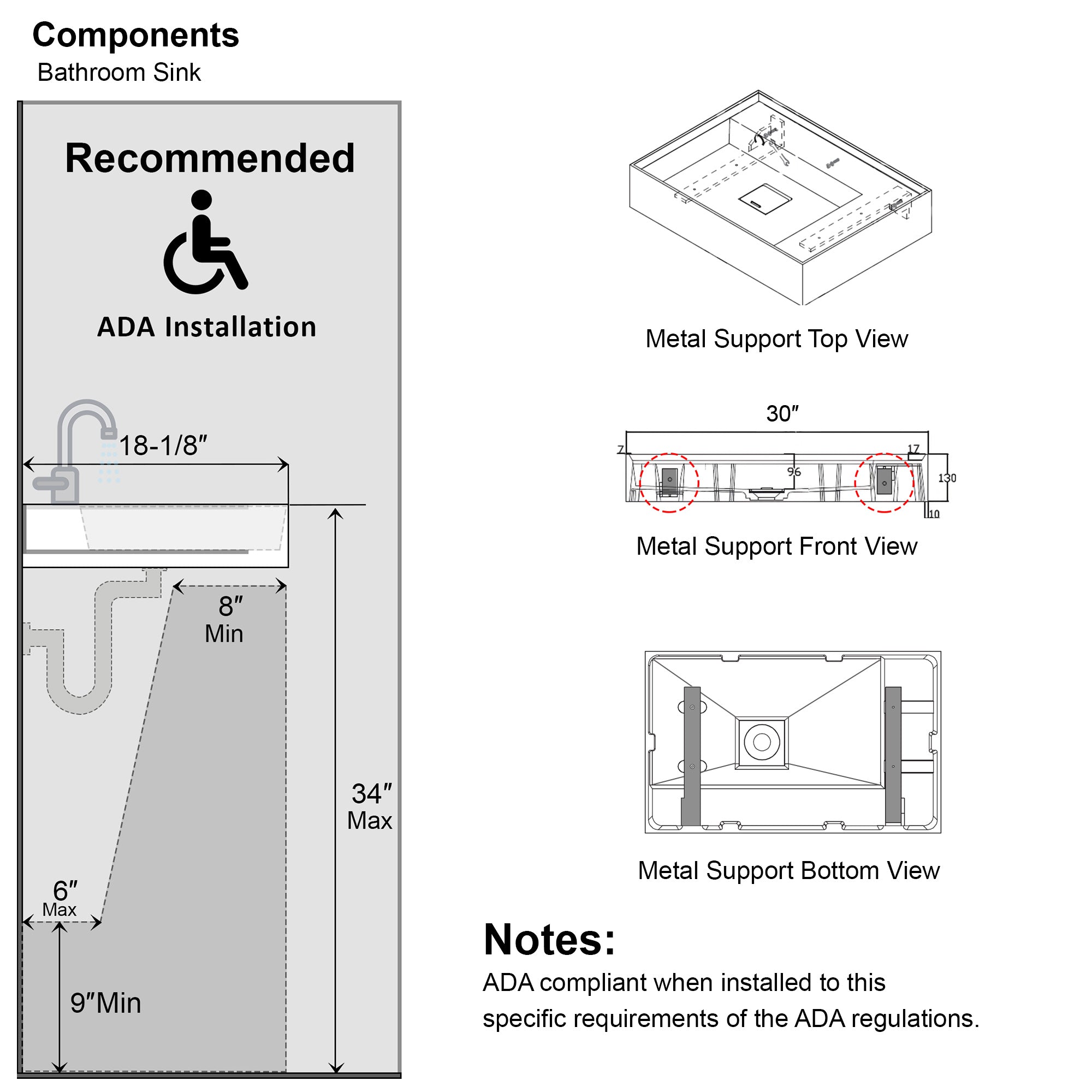 Wall Mounted Bathroom Sink - 070 3018