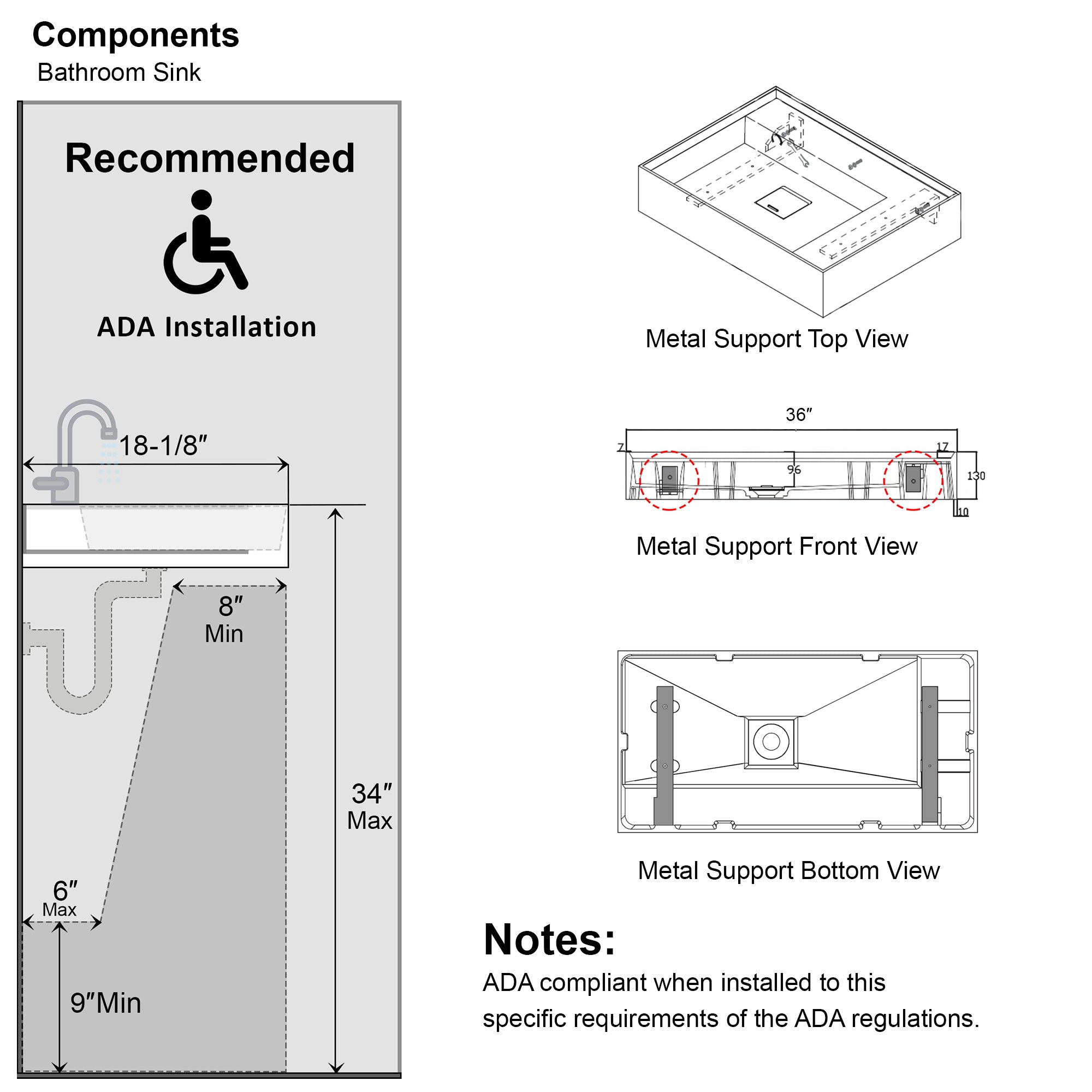 Wall Mounted Bathroom Sink 070 3618