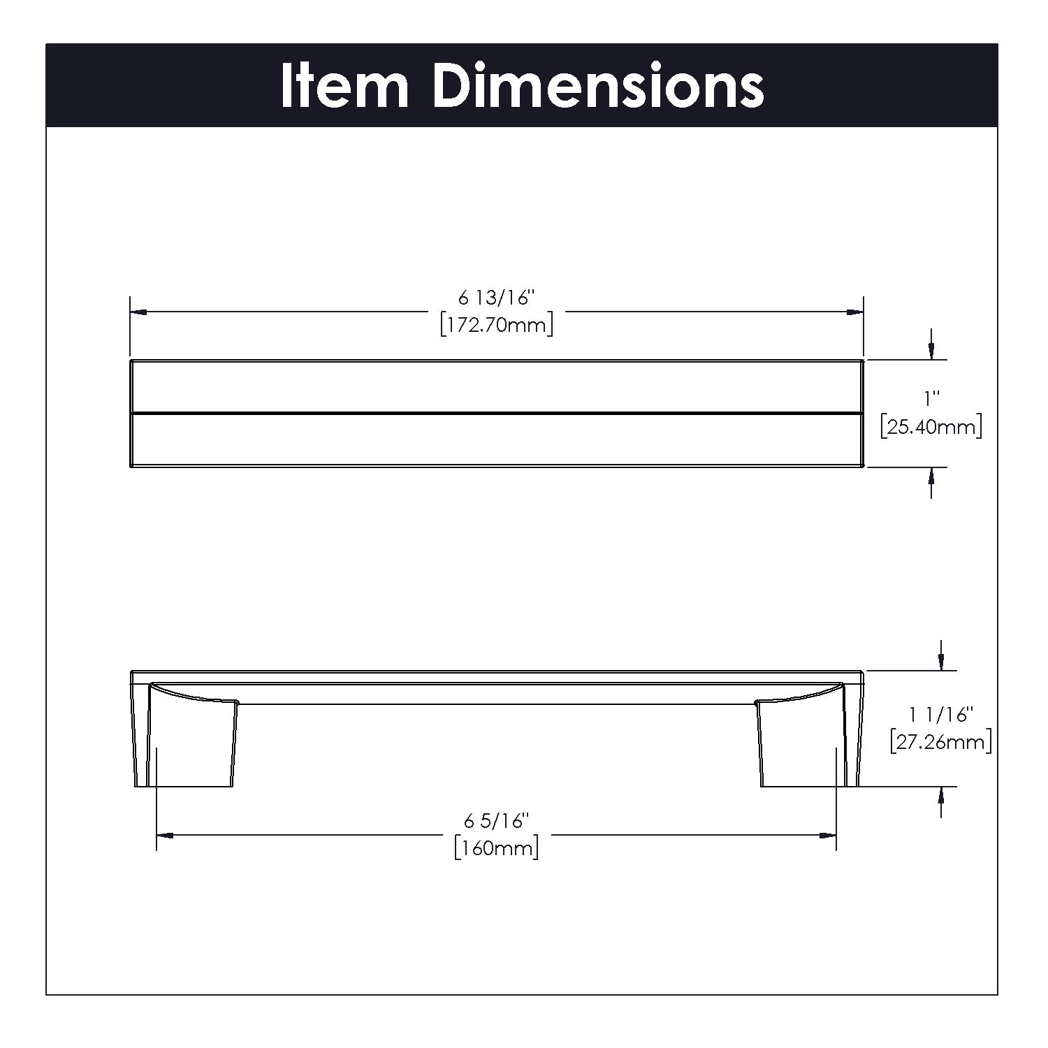 Belwith 6-5/16 Inch (160mm) Center to Center Avenue Pull (B076091)