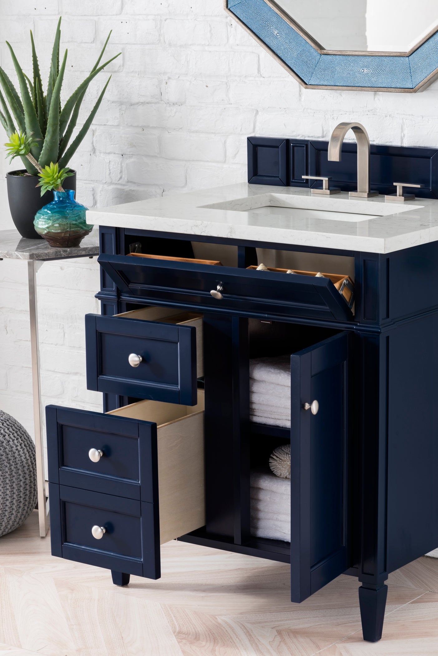 James Martin Brittany 30" Single Vanity in Victory Blue with 3cm Countertop