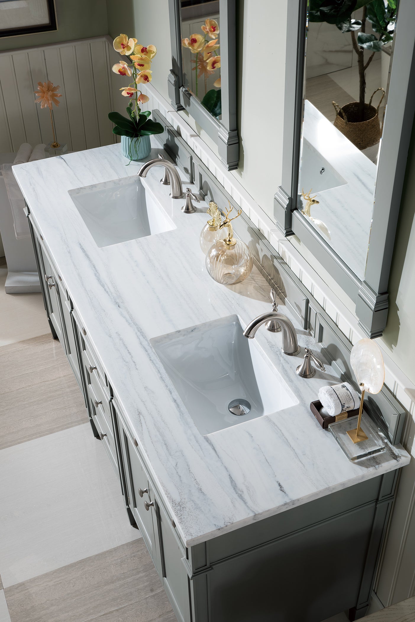 James Martin Brittany 72" Double Vanity in Urban Gray with 3cm Countertop