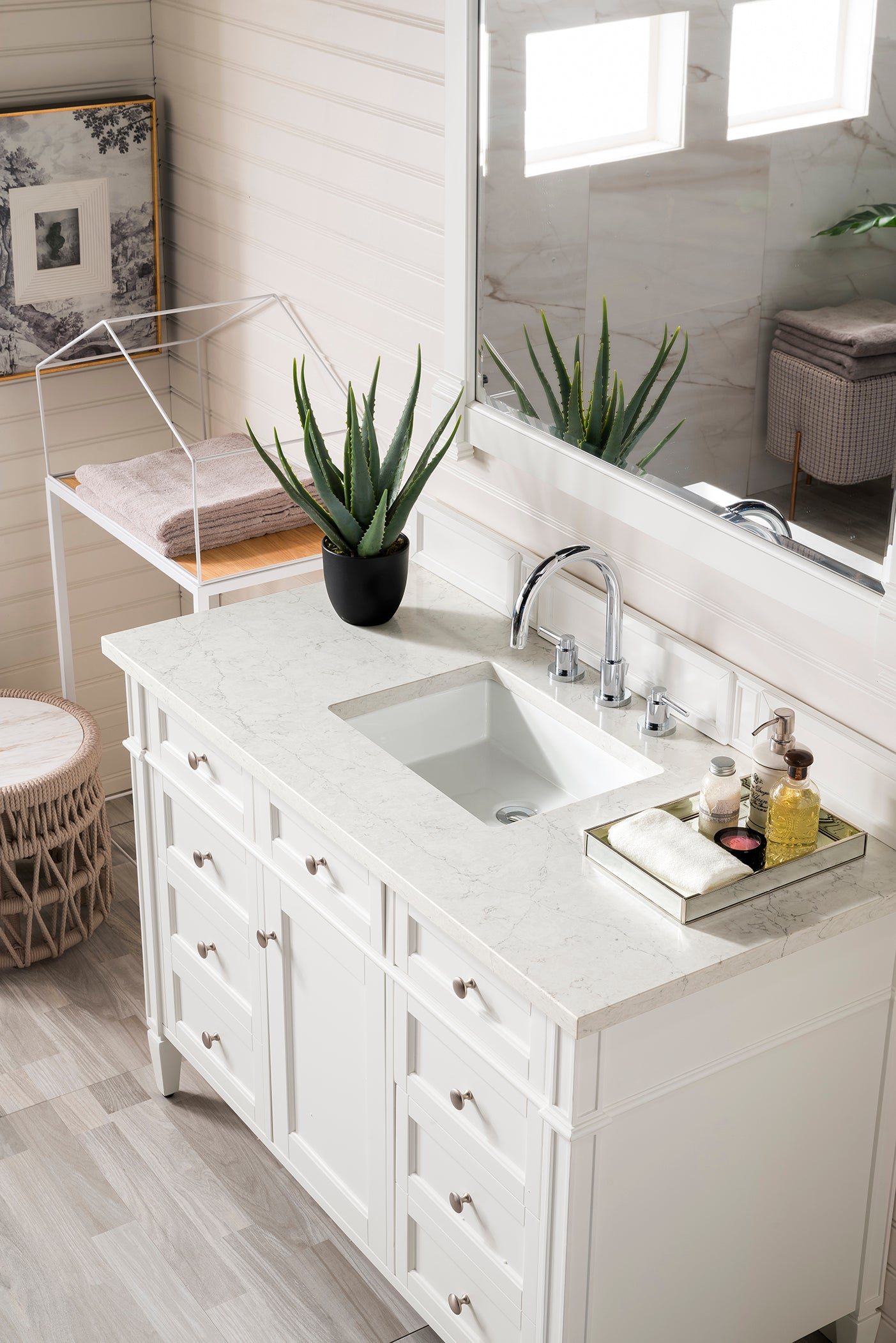 James Martin Brittany 48" Single Vanity in Bright White with 3cm Countertop