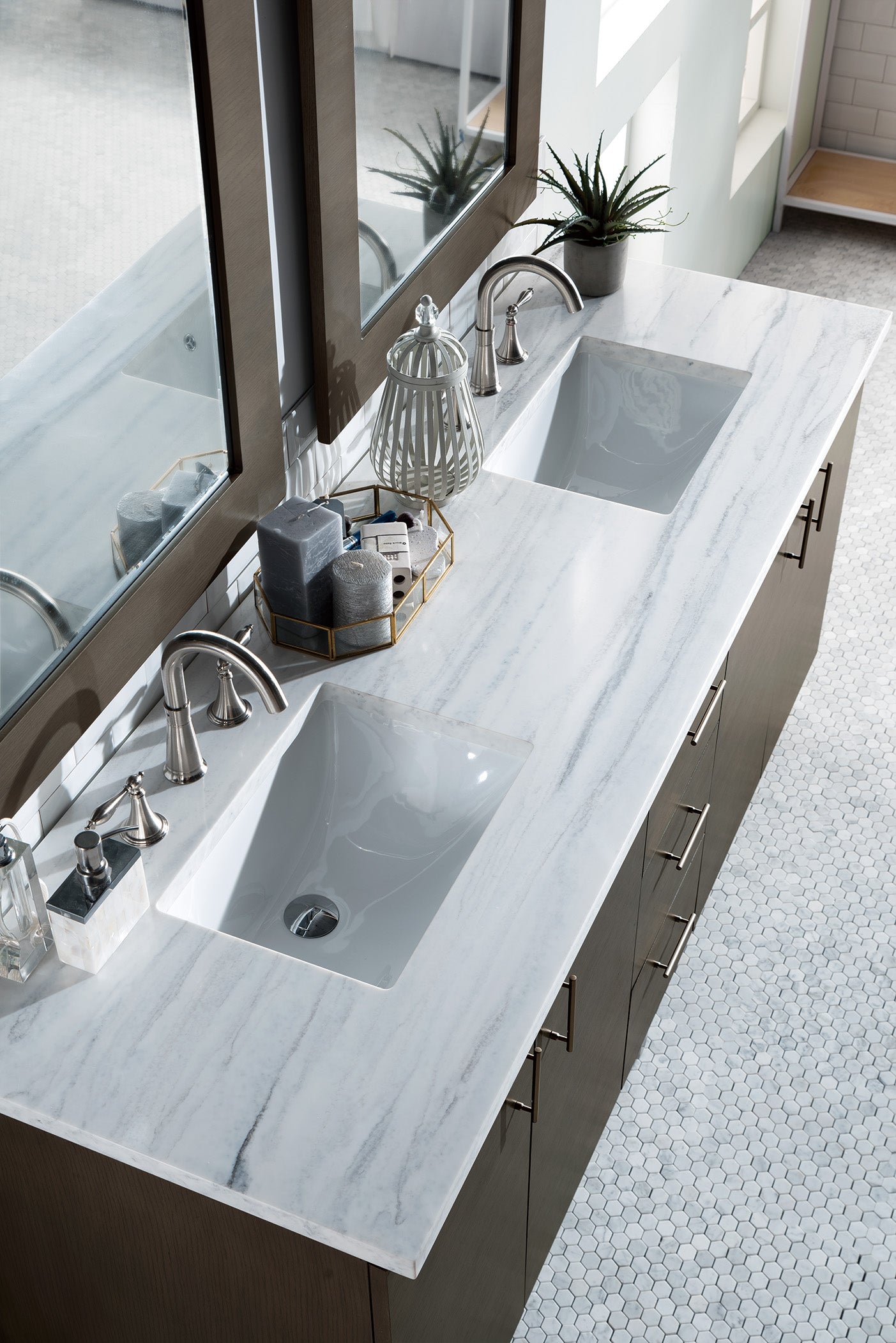 James Martin Metropolitan 72" Double Vanity in Silver Oak with 3cm Countertop