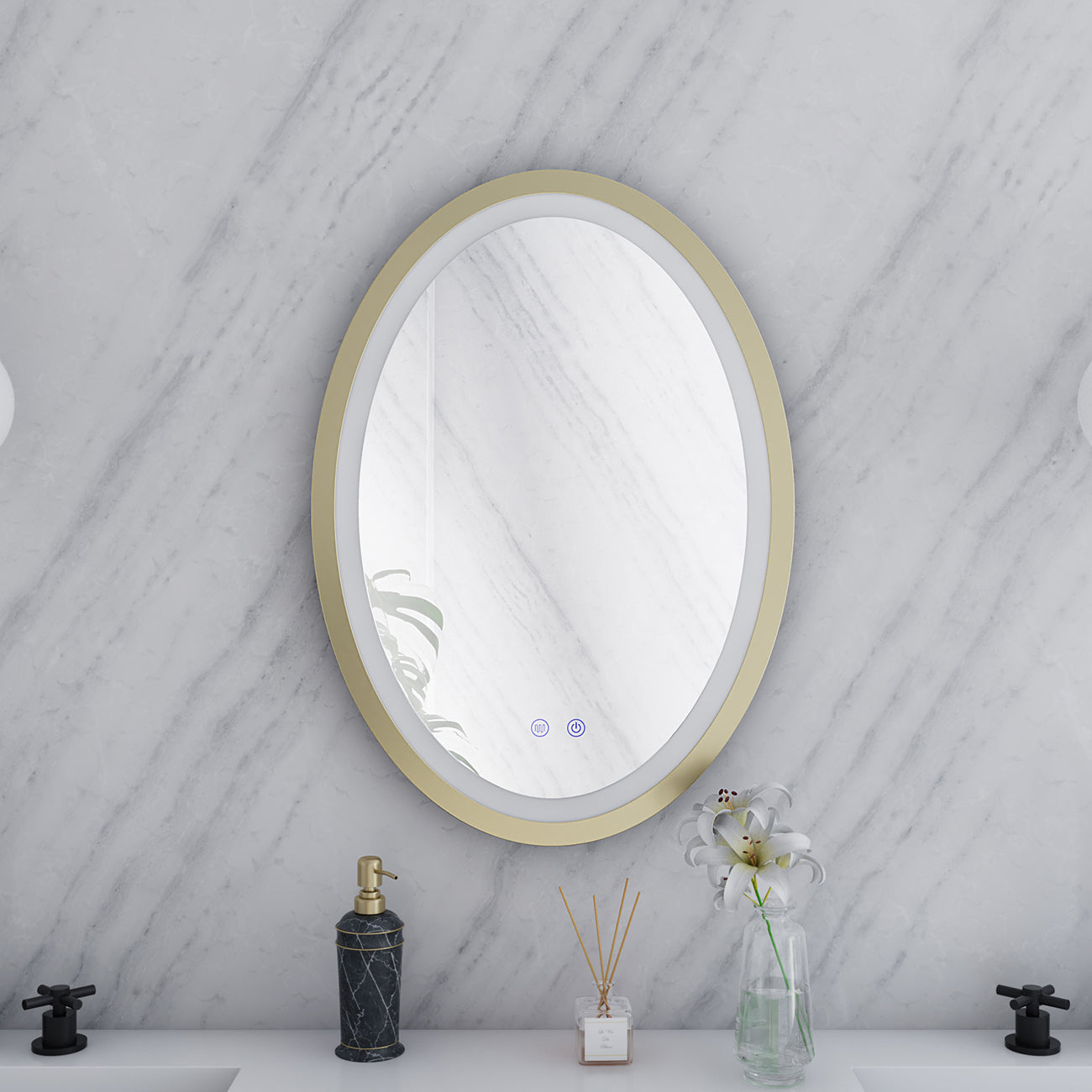 Maidstone Aydin 20 by 28 Inch Oval Lighted Mirror with Anti-Fog