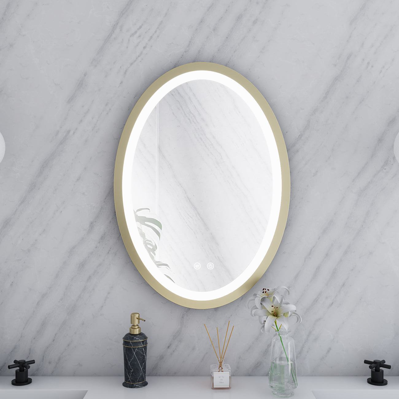Maidstone Aydin 20 by 28 Inch Oval Lighted Mirror with Anti-Fog