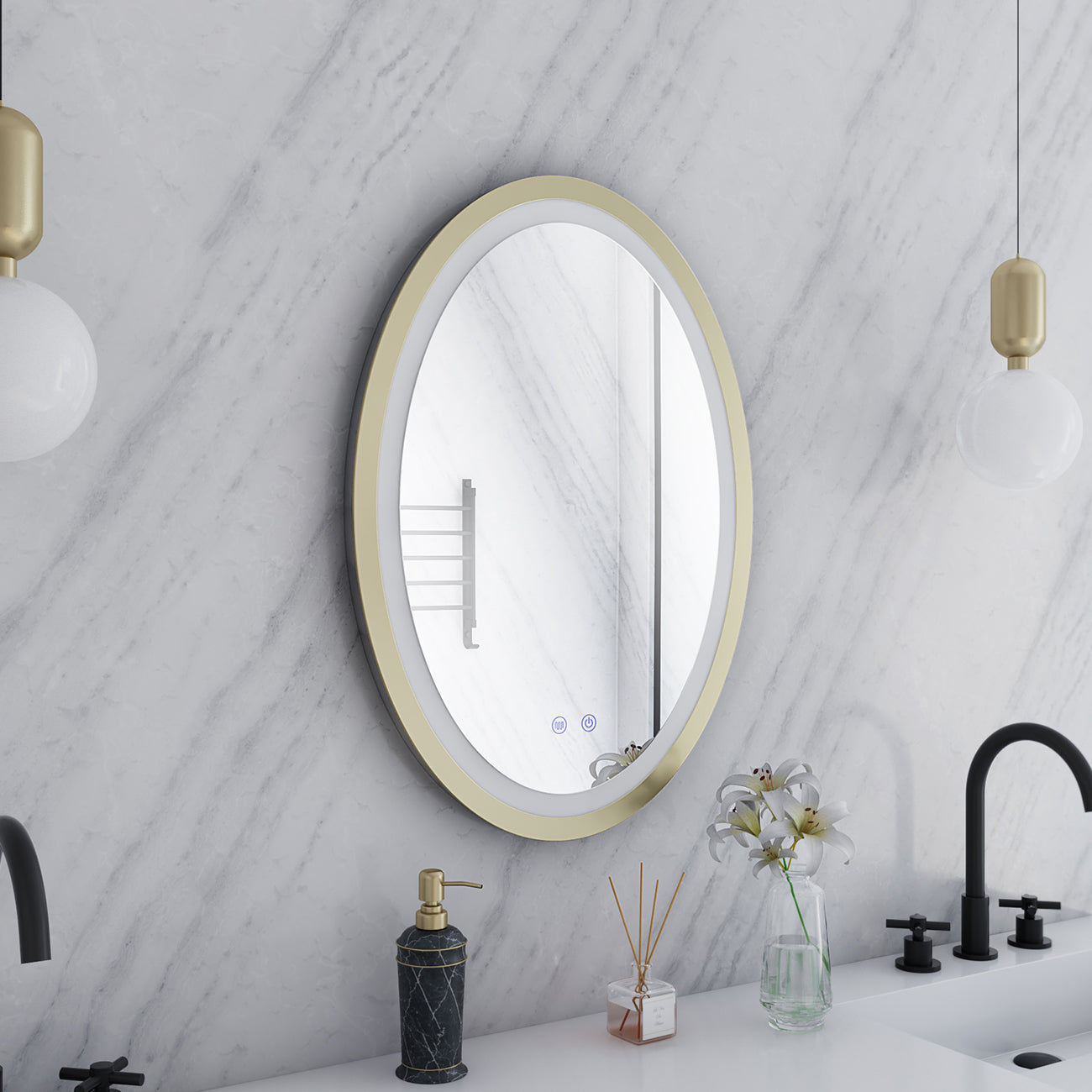 Maidstone Aydin 20 by 28 Inch Oval Lighted Mirror with Anti-Fog