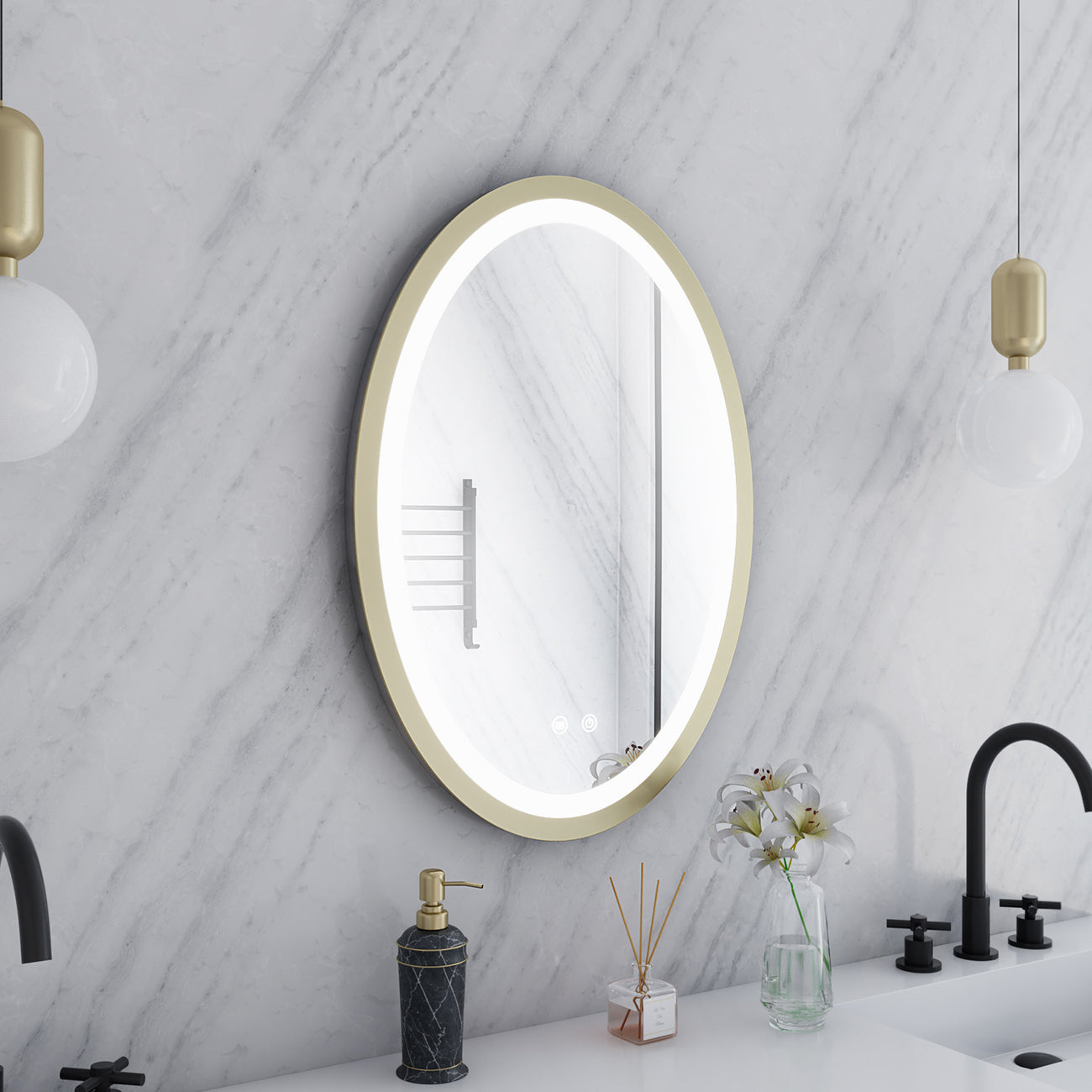 Maidstone Aydin 20 by 28 Inch Oval Lighted Mirror with Anti-Fog