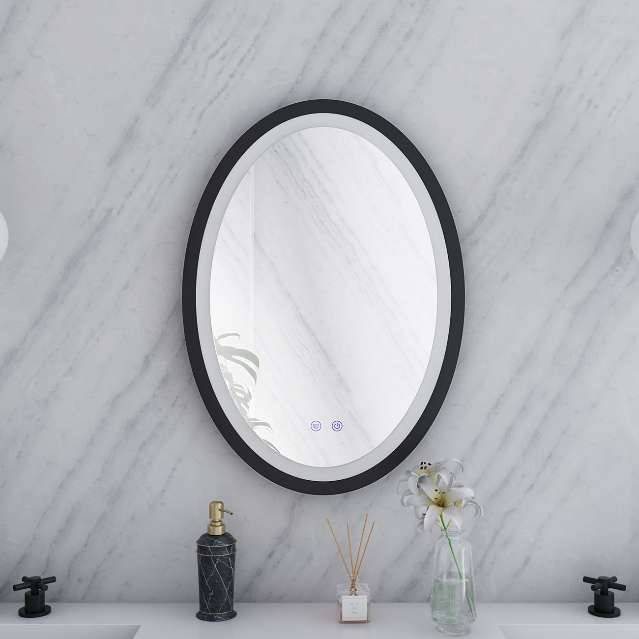 Maidstone Aydin 20 by 28 Inch Oval Lighted Mirror with Anti-Fog